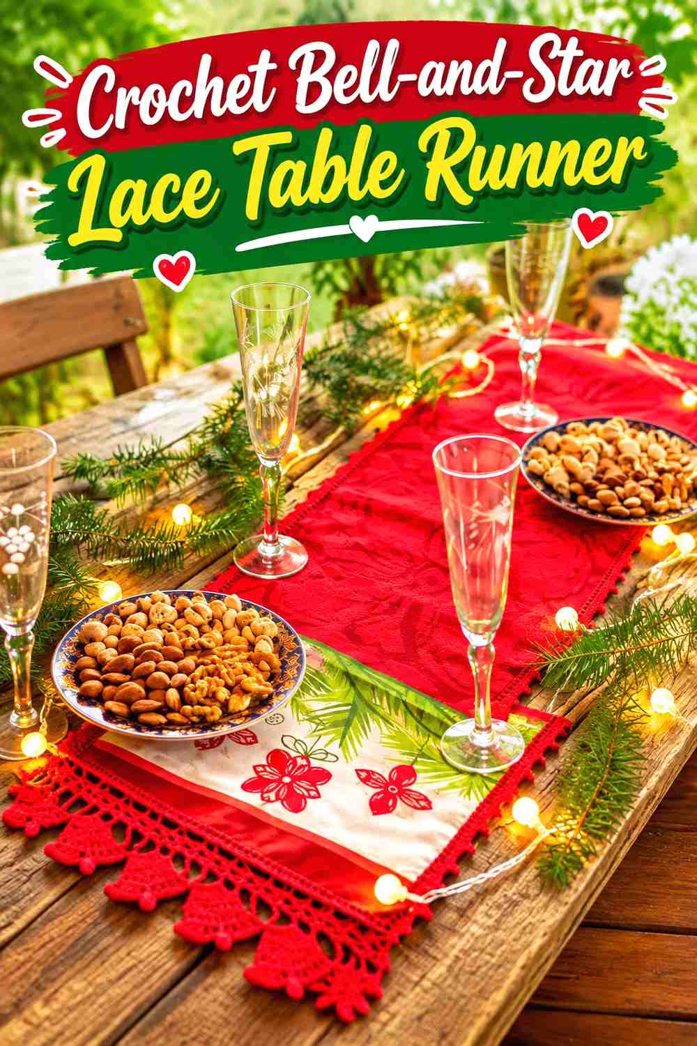 11. Crochet Bell-and-Star Lace Table Runner