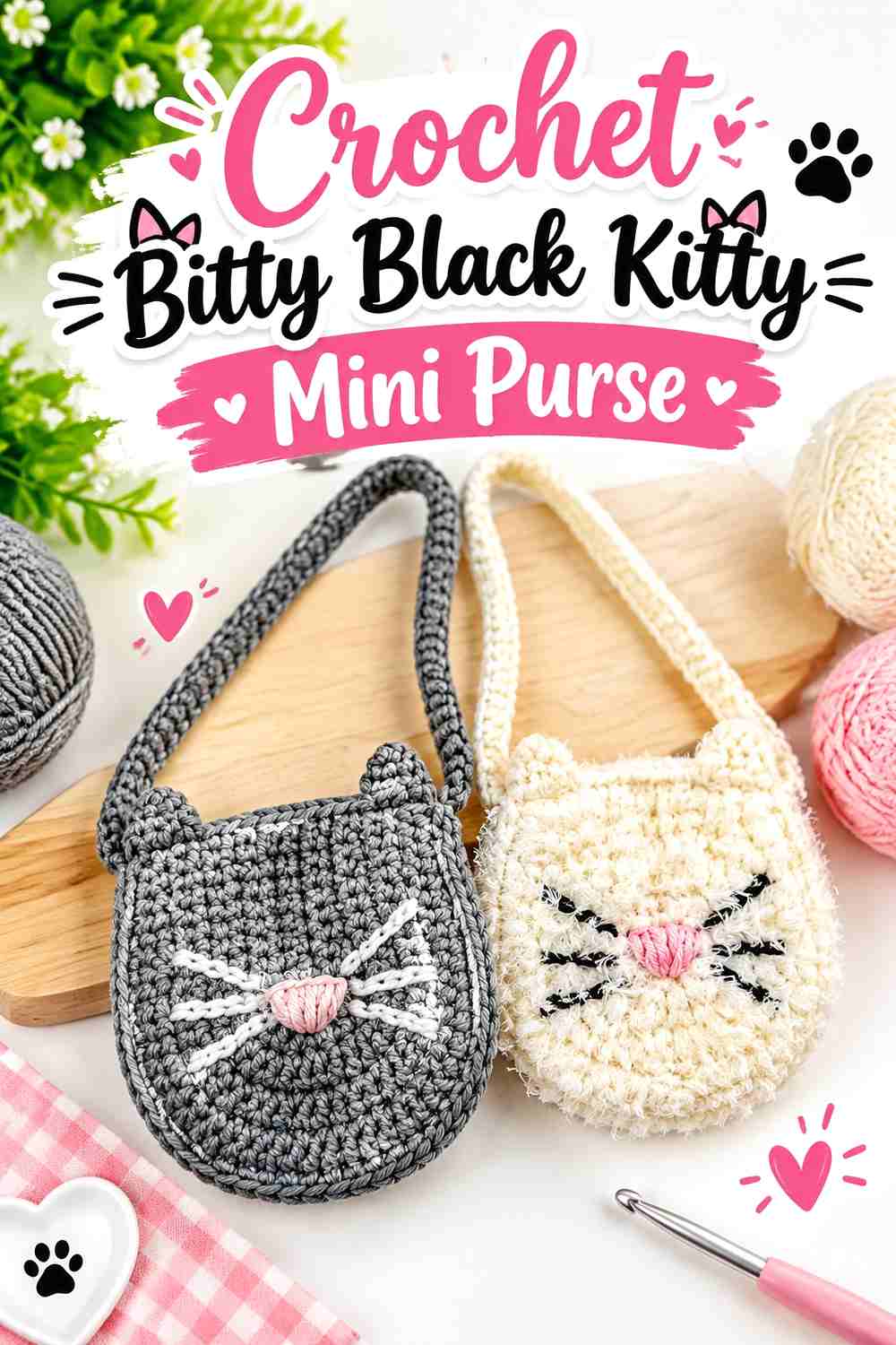 15. Crochet Bitty Black Kitty Mini Purse