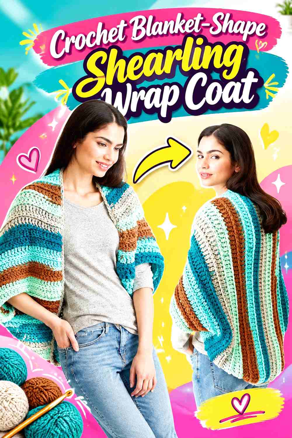 11. Crochet Blanket-Shape Shearling Wrap Coat