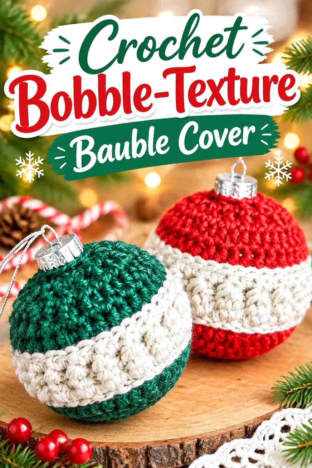 18. Crochet Bobble-Texture Bauble Cover
