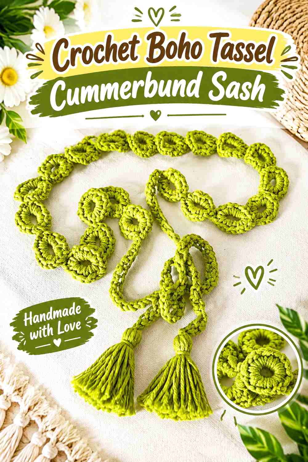 8. Crochet Boho Tassel Cummerbund Sash