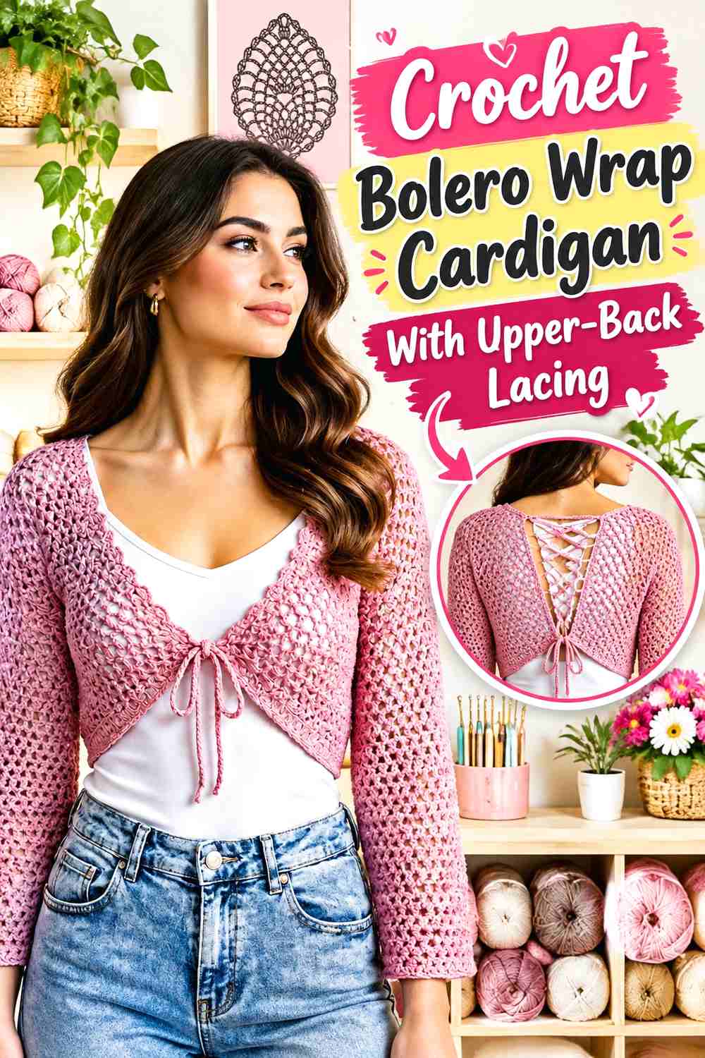 17. Crochet Bolero Wrap Cardigan With Upper-Back Lacing