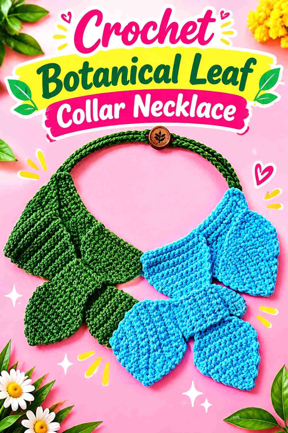 8. Crochet Botanical Leaf Collar Necklace