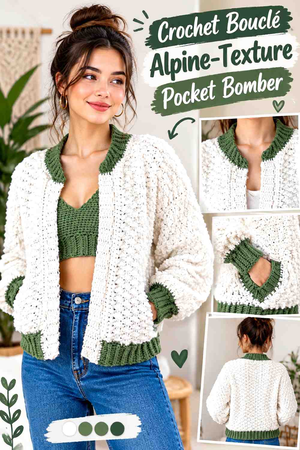 5. Crochet Boucle Alpine Texture Pocket Bomber