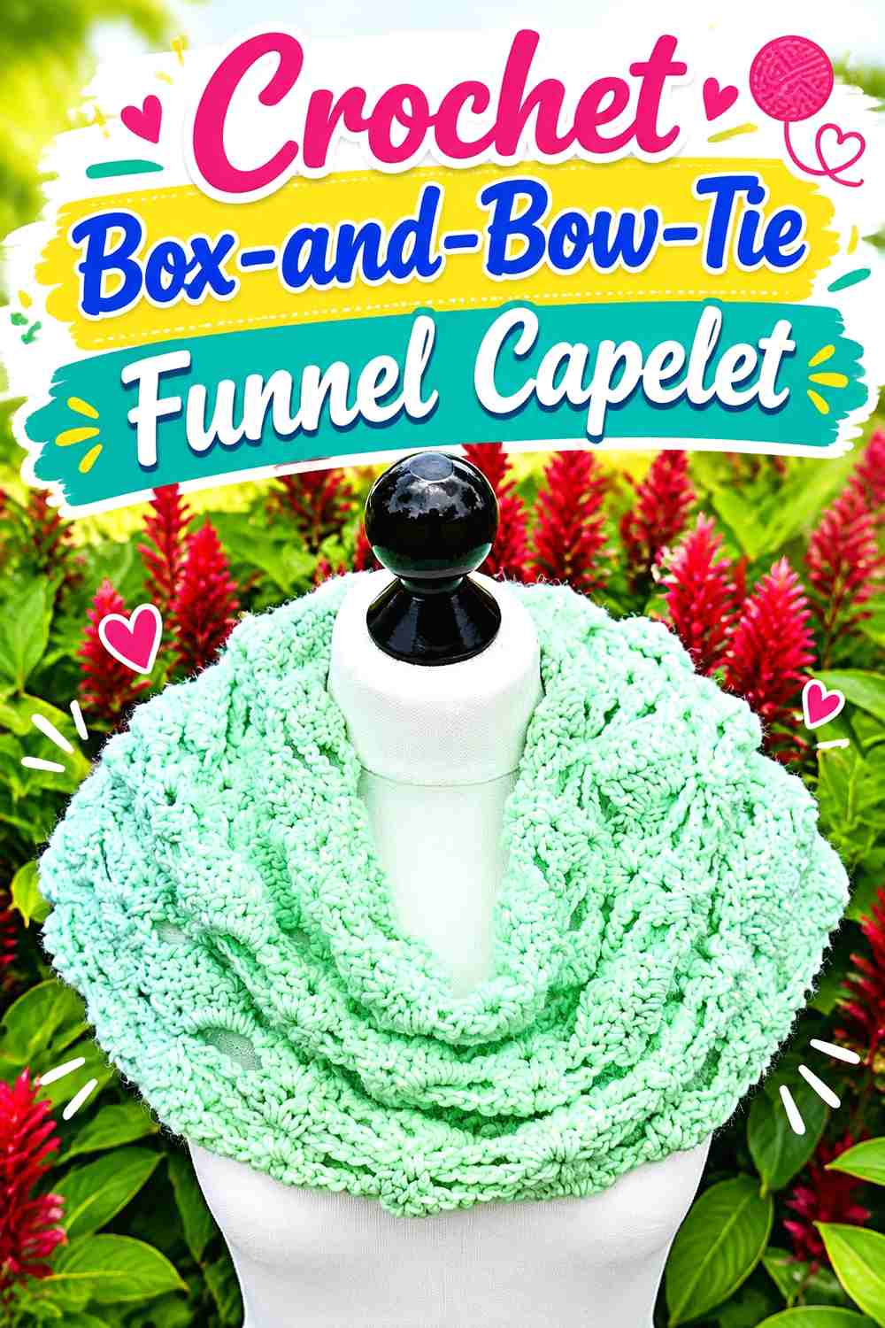 4. Crochet Box-and-Bow-Tie Funnel Capelet