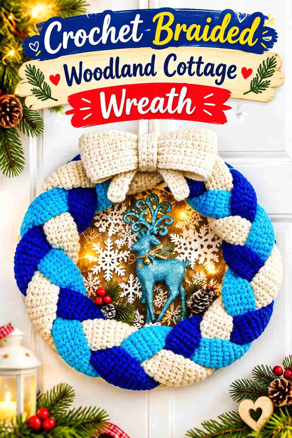 14. Crochet Braided Woodland Cottage Wreath