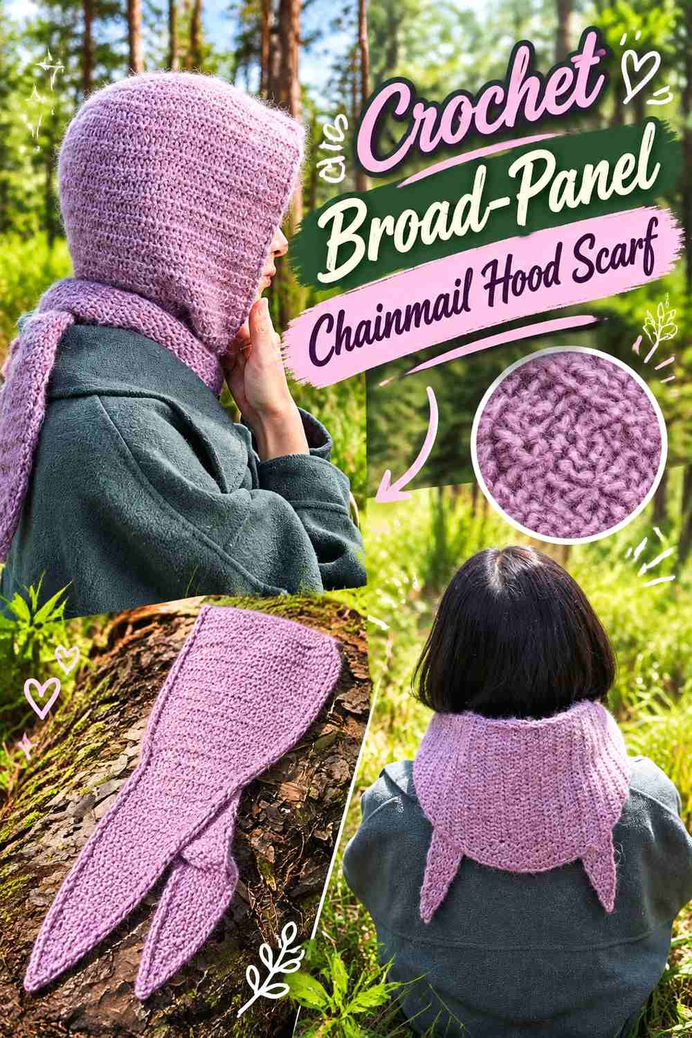 11. Crochet Broad-Panel Chainmail Hood Scarf