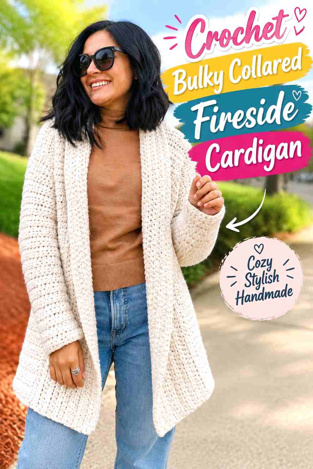 3. Crochet Bulky Collared Fireside Cardigan