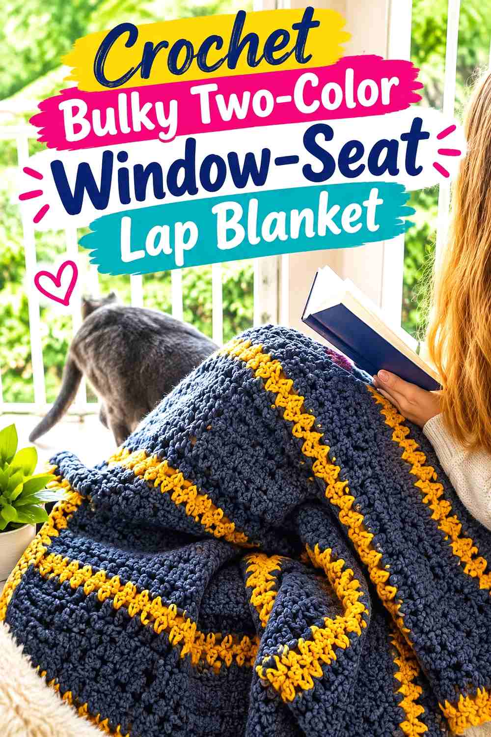 1. Crochet Bulky Two-Color Window-Seat Lap Blanket