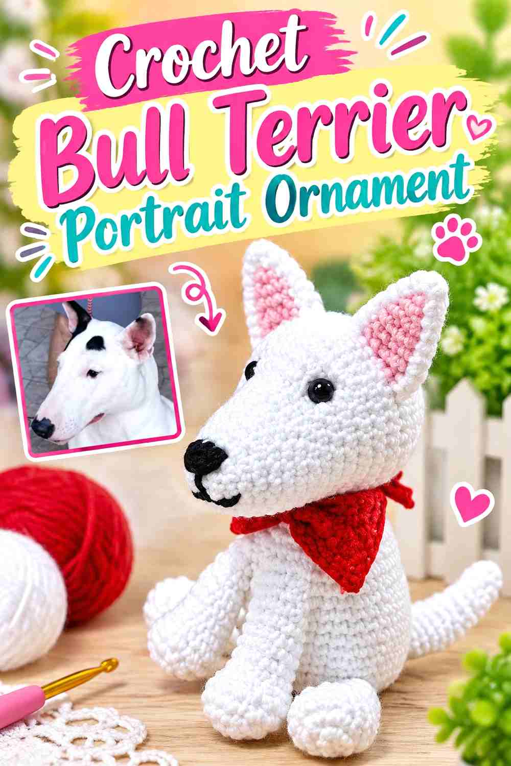 13. Crochet Bull Terrier Portrait Ornament