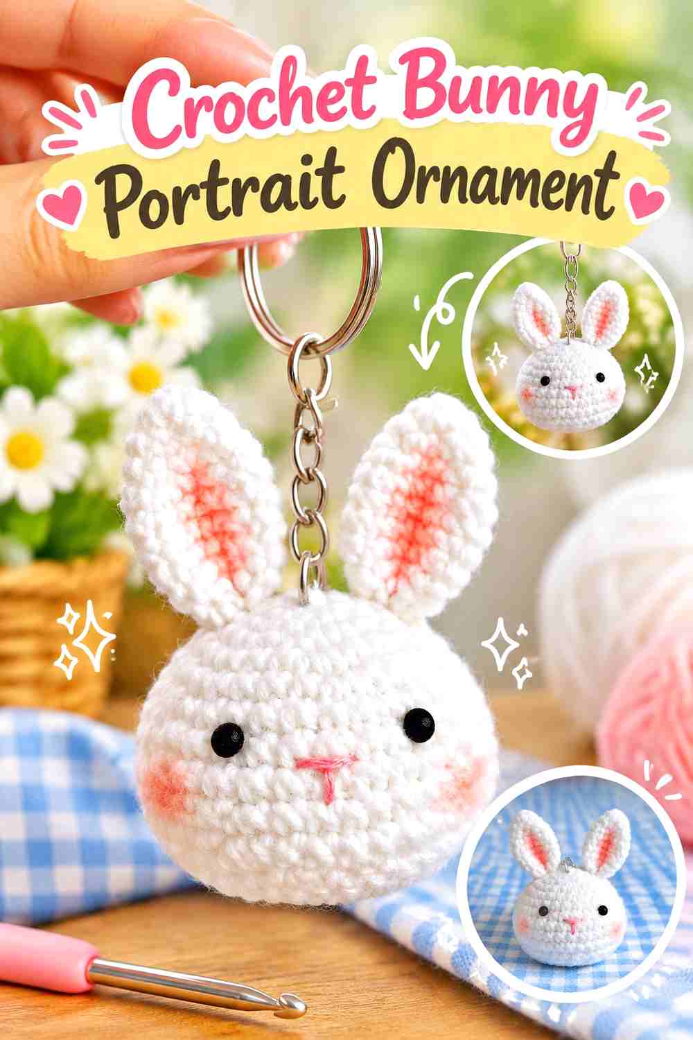 10. Crochet Bunny Portrait Ornament