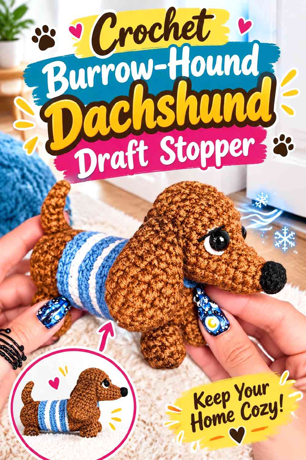 17. Crochet Burrow-Hound Dachshund Draft Stopper