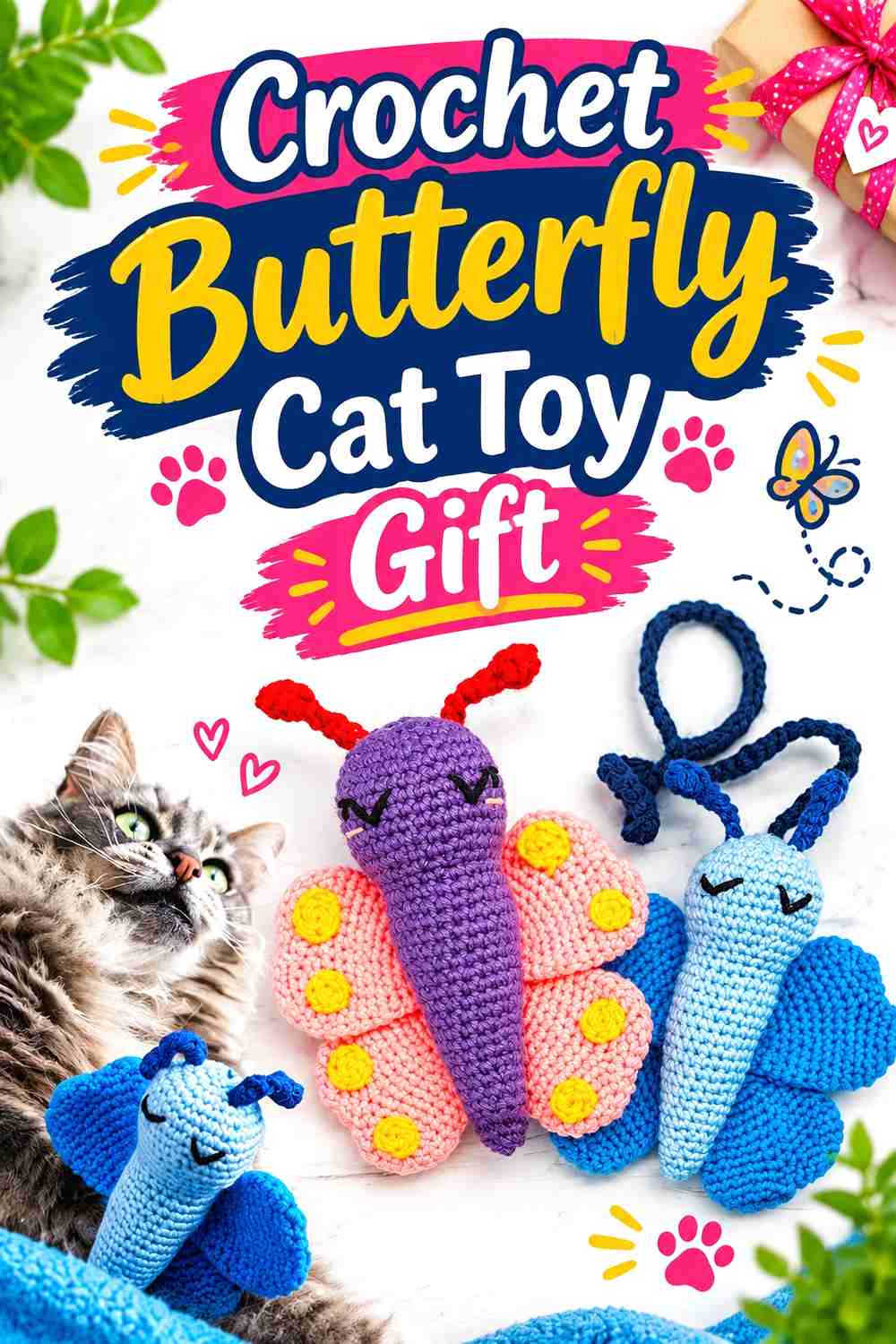 11. Crochet Butterfly Cat Toy Gift