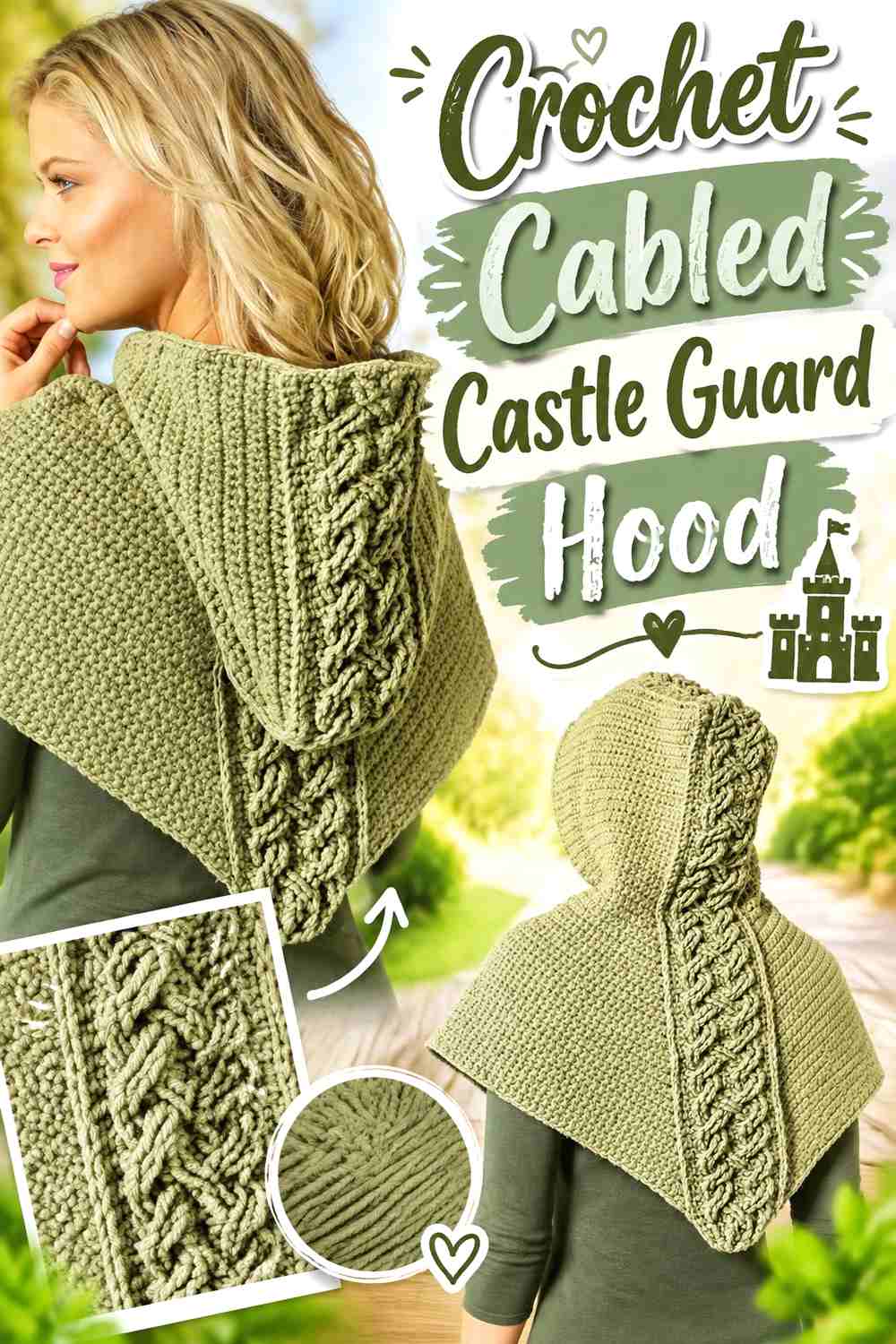 3. Crochet Cabled Castle Guard Hood