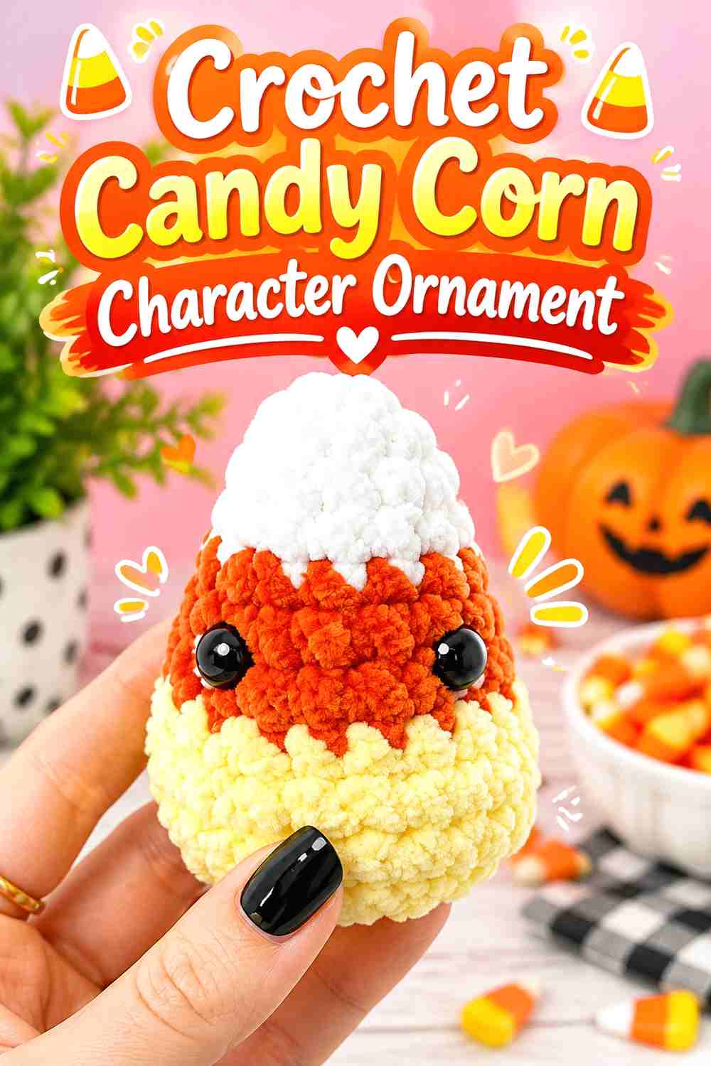11. Crochet Candy Corn Character Ornament