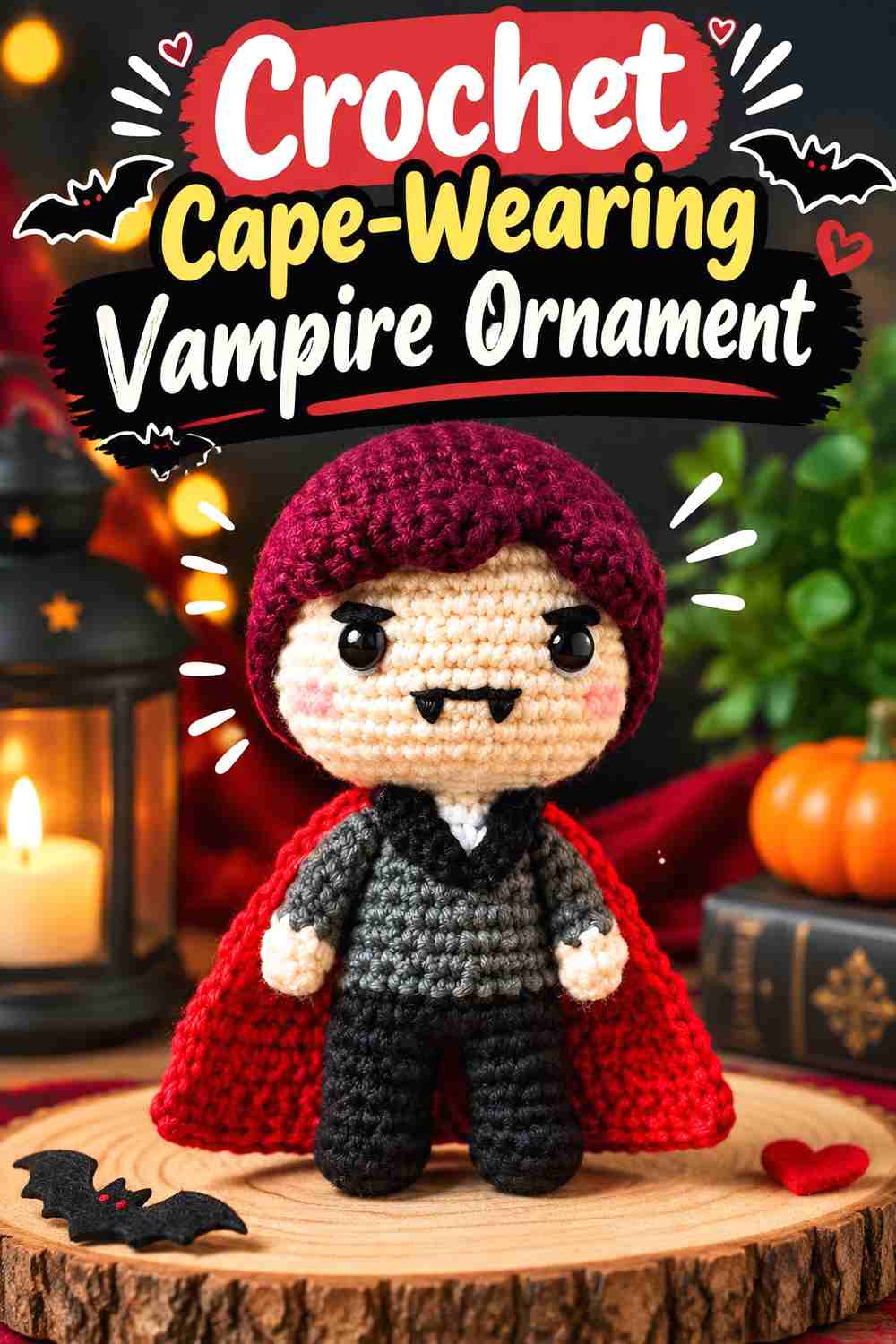 7. Crochet Cape-Wearing Vampire Ornament