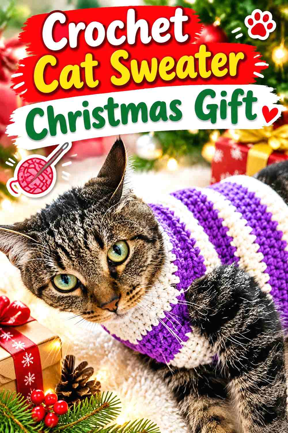 6. Crochet Cat Sweater Christmas Gift