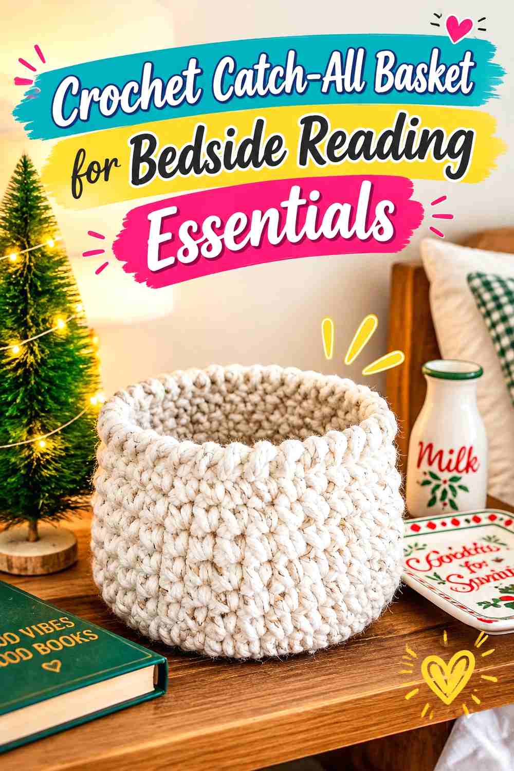 14. Crochet Catch-All Basket for Bedside Reading Essentials