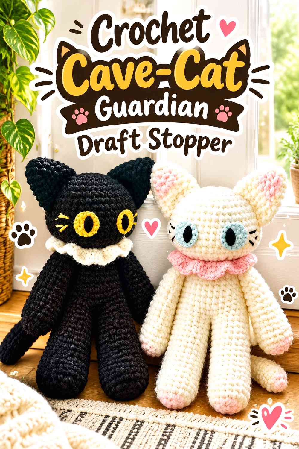 16. Crochet Cave-Cat Guardian Draft Stopper