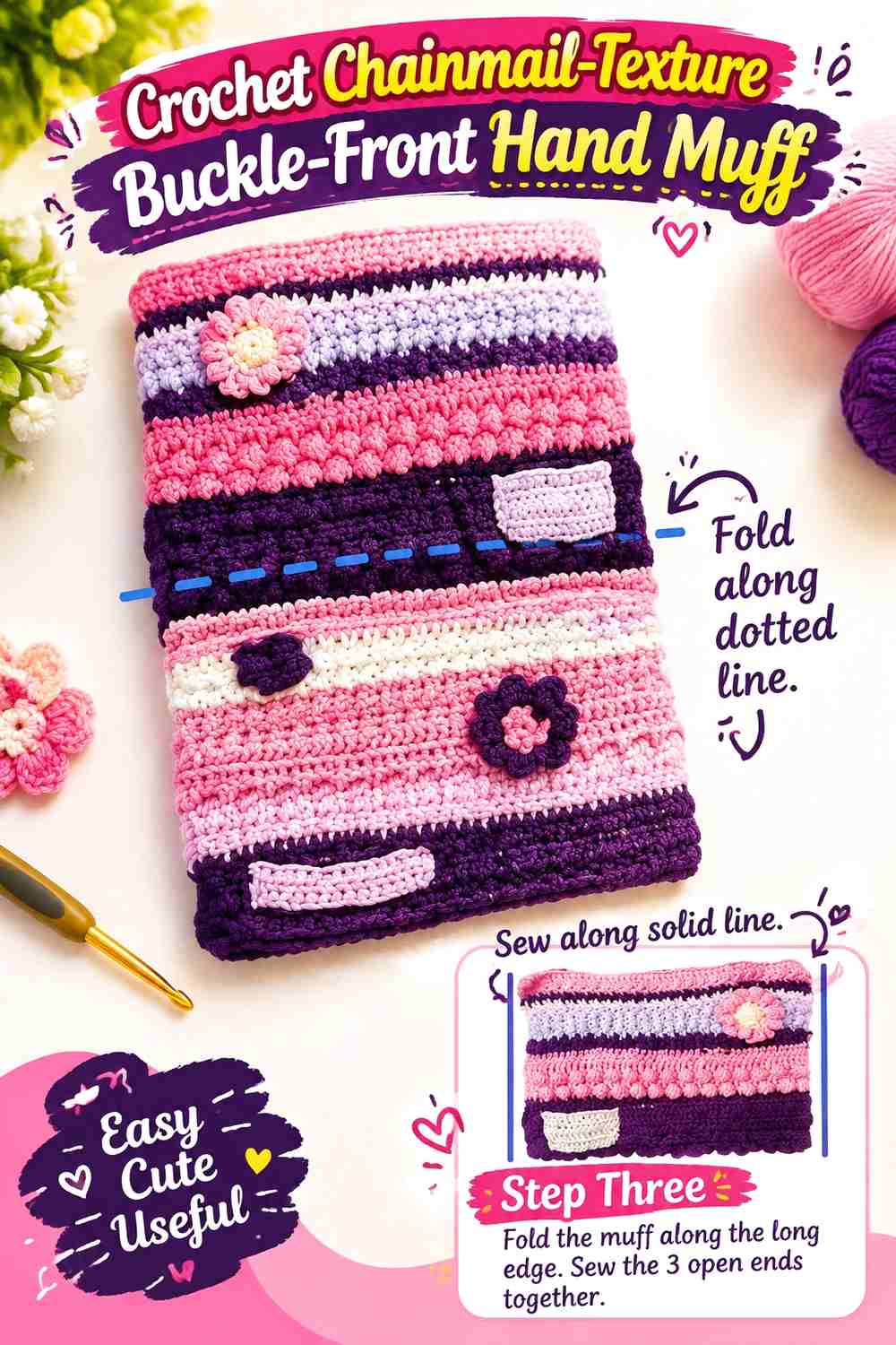 14. Crochet Chainmail-Texture Buckle-Front Hand Muff