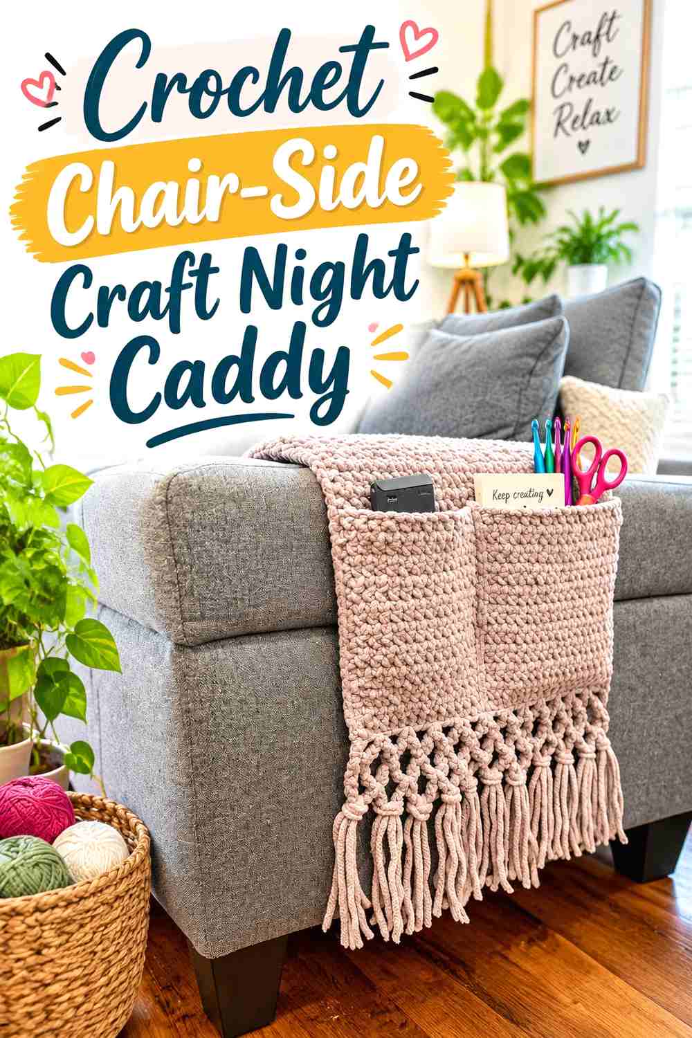 6. Crochet Chair Side Craft Night Caddy