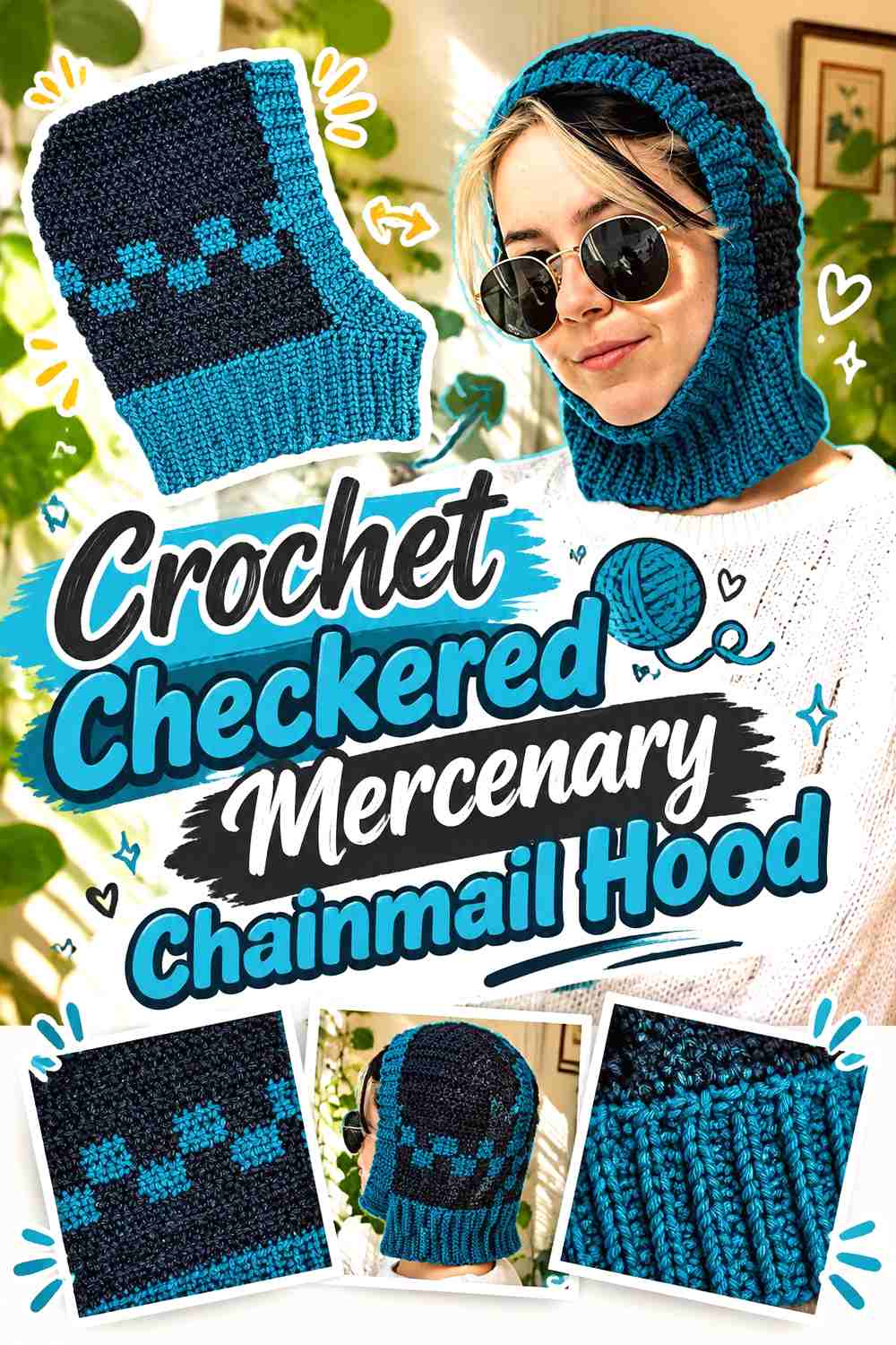 3. Crochet Checkered Mercenary Chainmail Hood