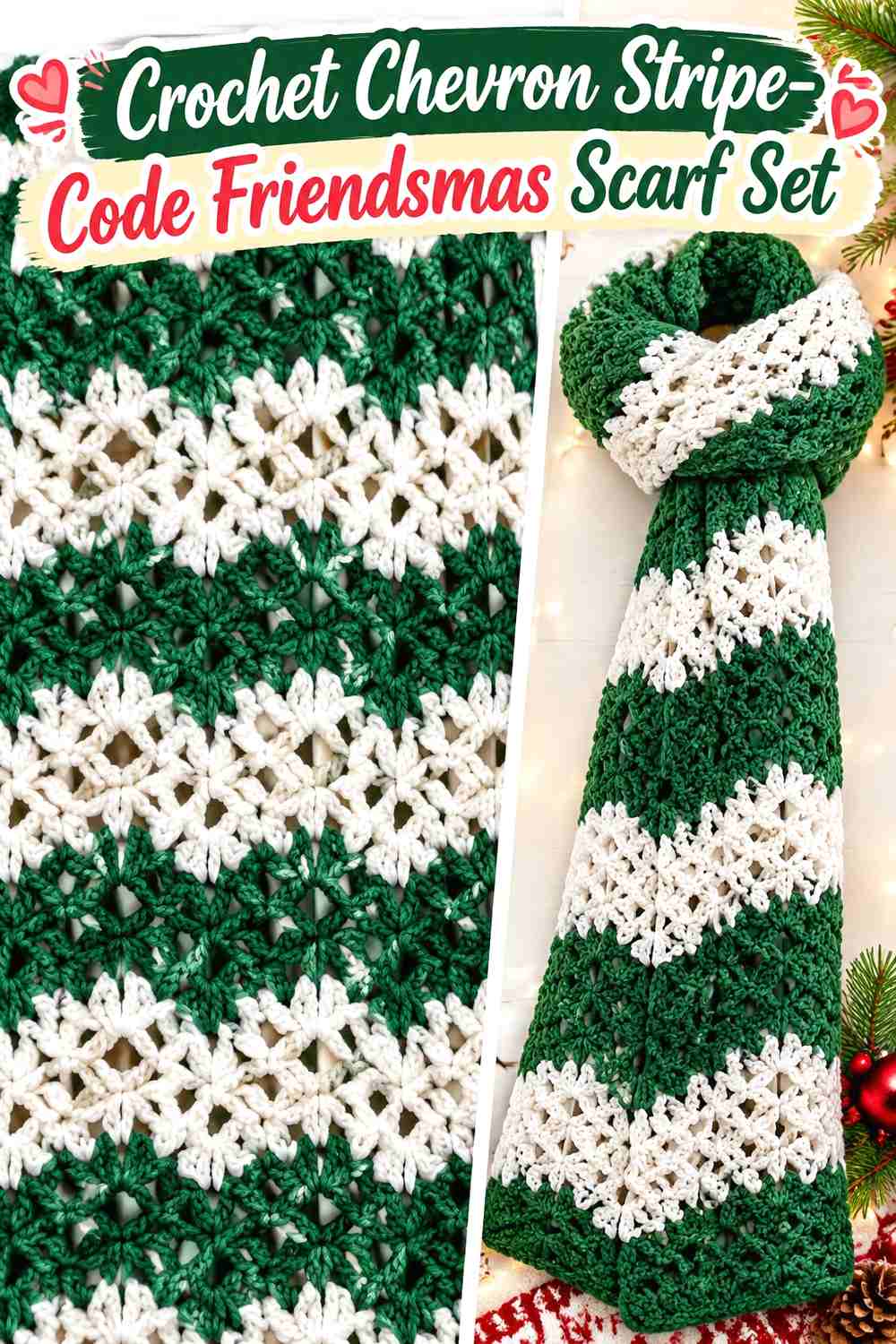 12. Crochet Chevron Stripe-Code Friendsmas Scarf Set