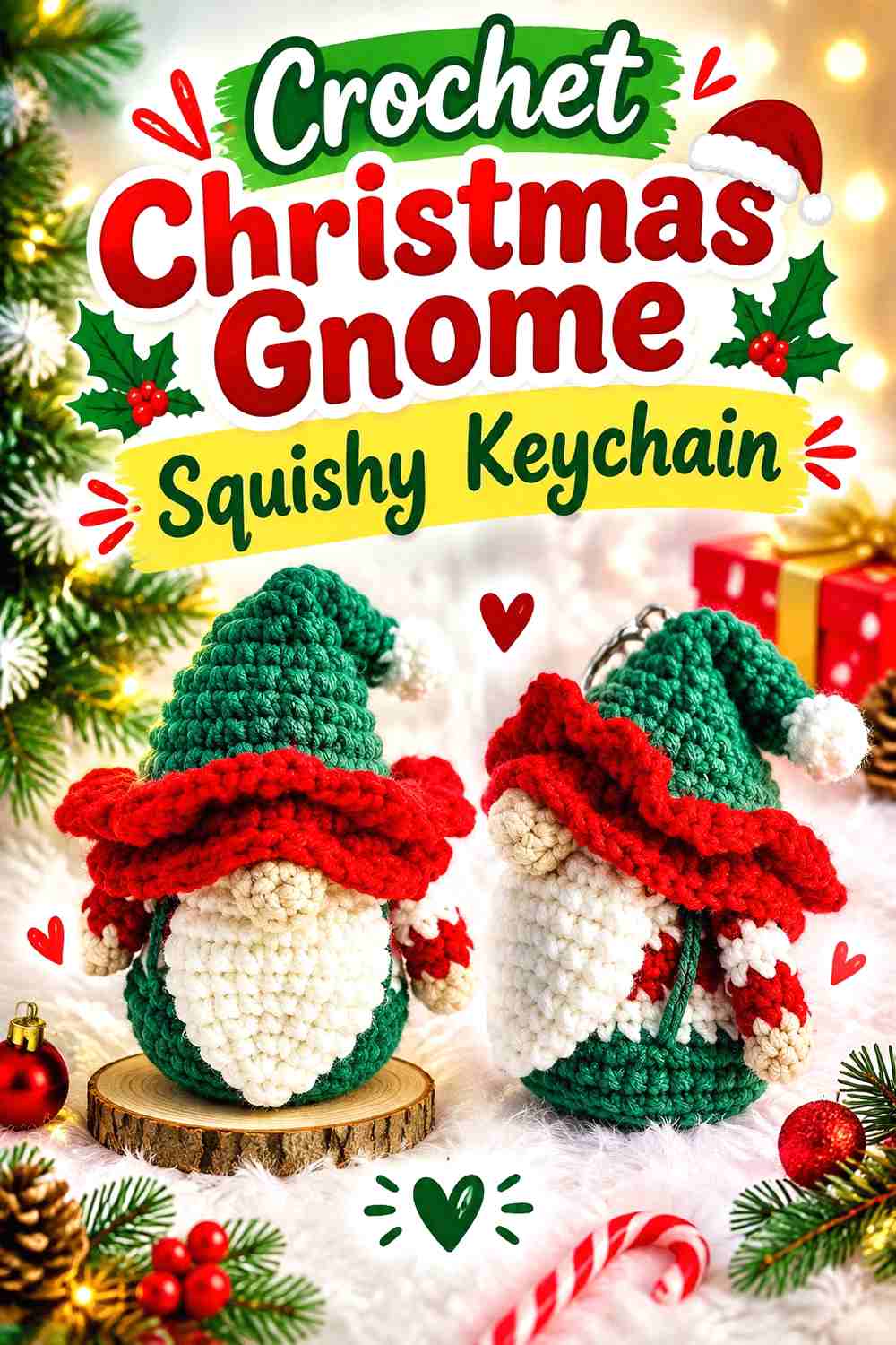 14. Crochet Christmas Gnome Squishy Keychain