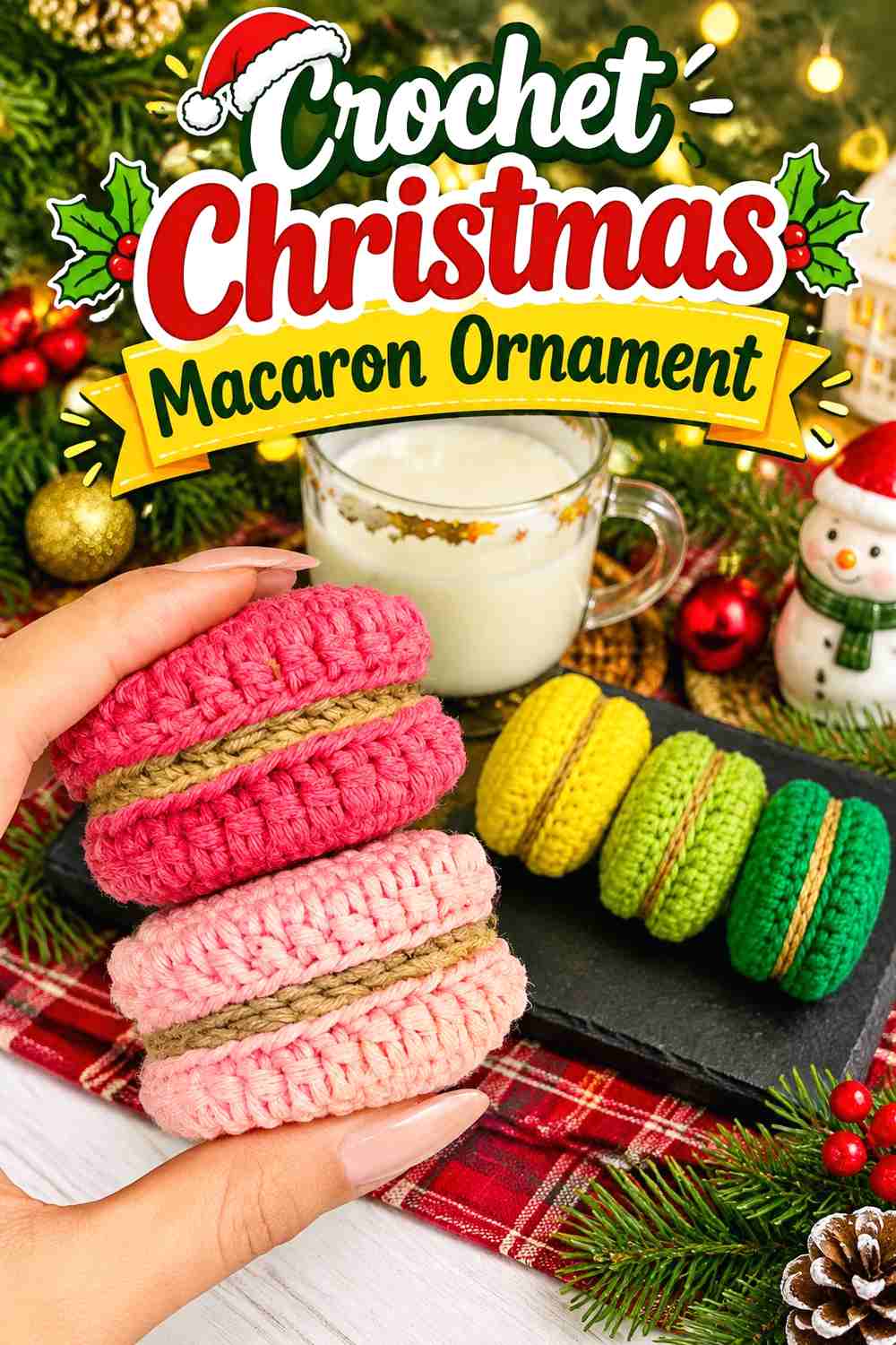 18. Crochet Christmas Macaron Ornament