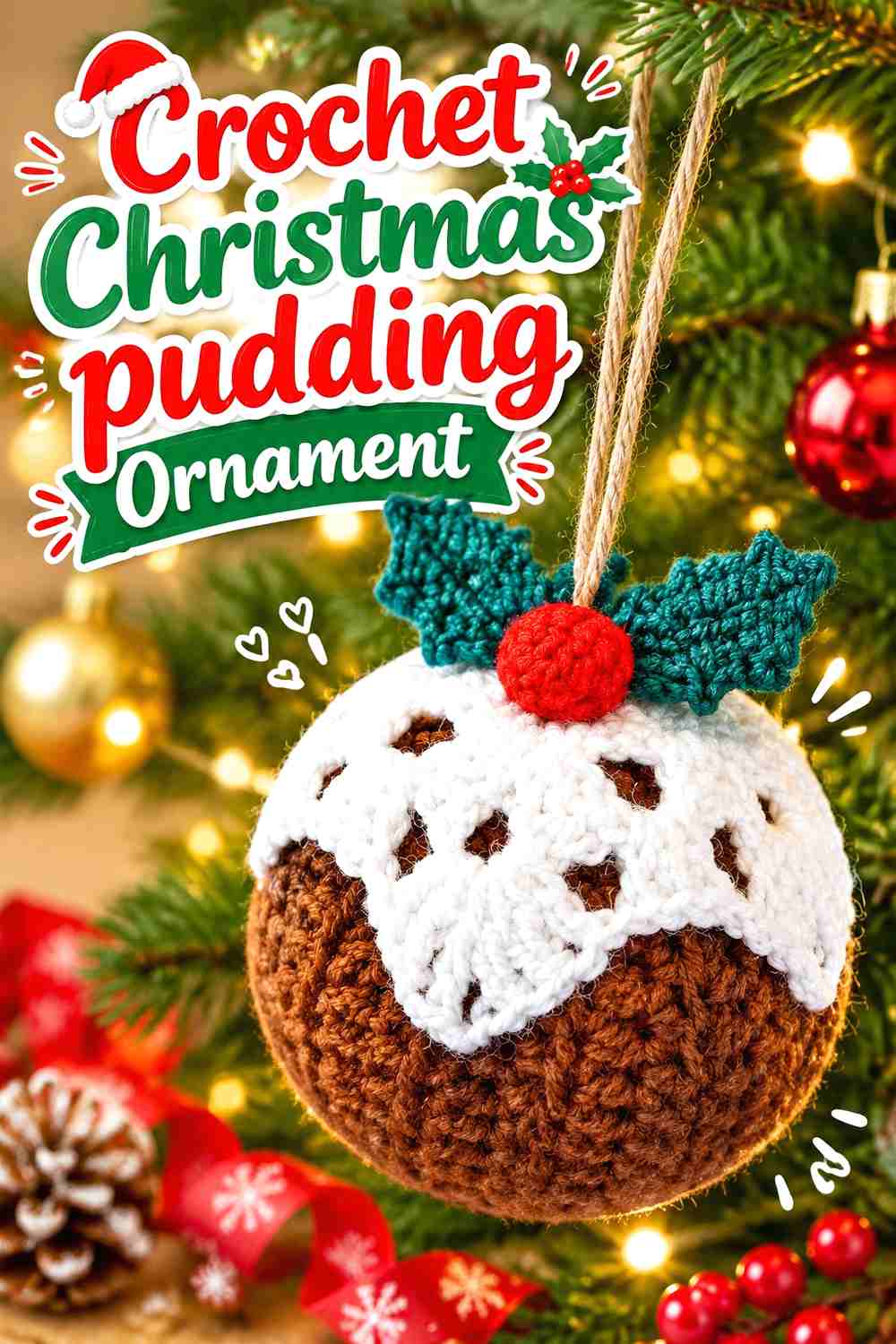 6. Crochet Christmas Pudding Ornament