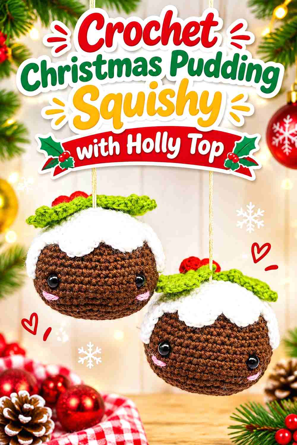 2. Crochet Christmas Pudding Squishy with Holly Top