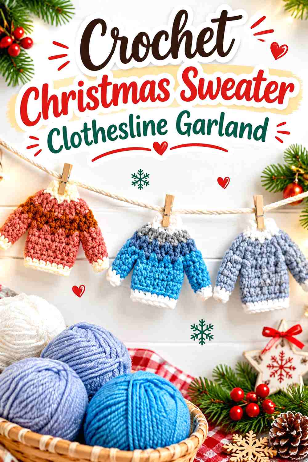 11. Crochet Christmas Sweater Clothesline Garland