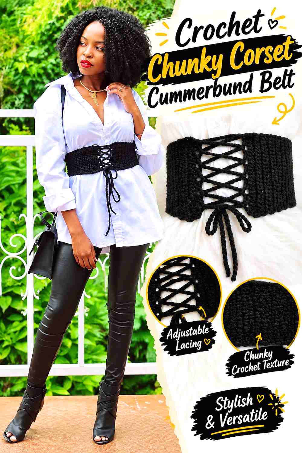 2. Crochet Chunky Corset Cummerbund Belt