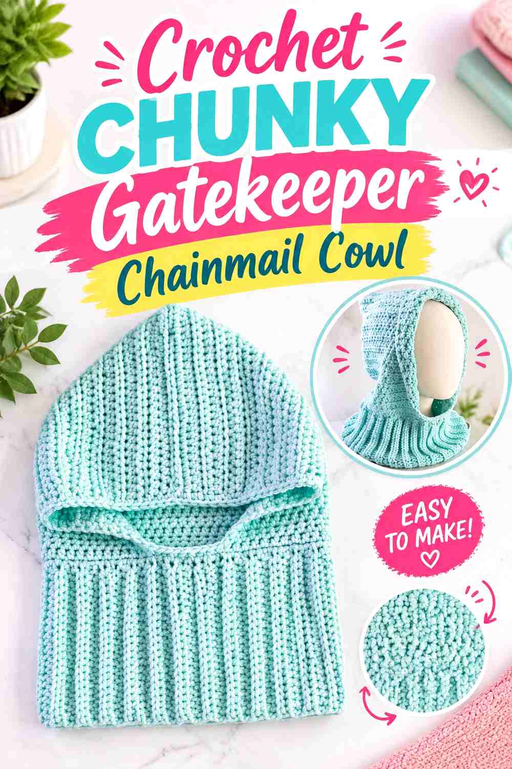 8. Crochet Chunky Gatekeeper Chainmail Cowl