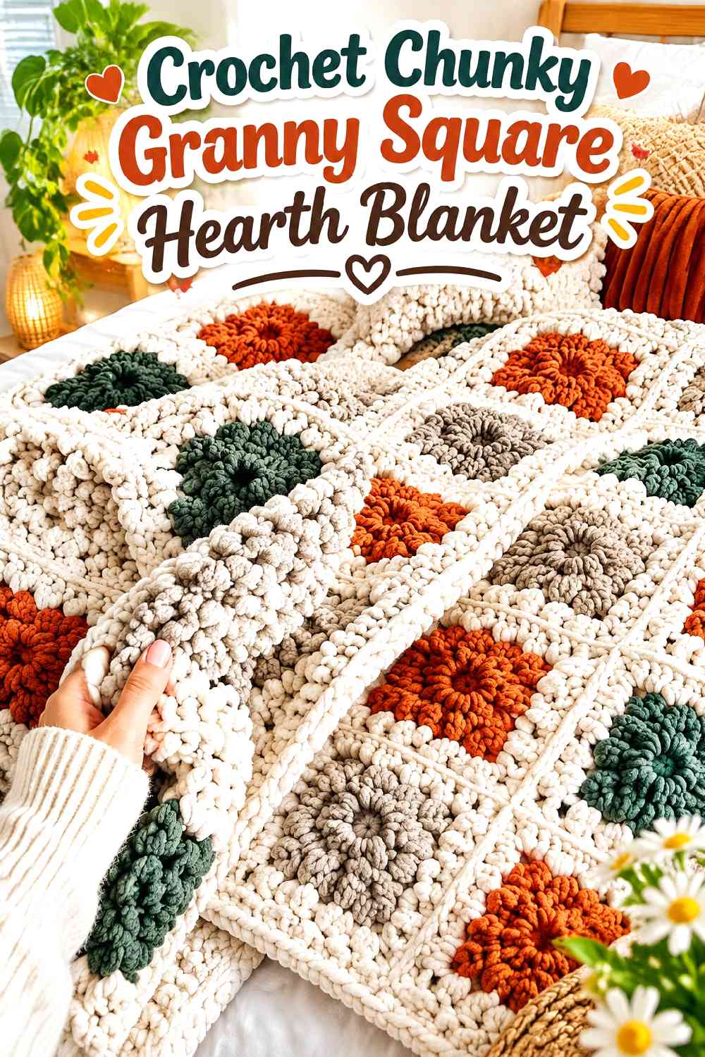 6. Crochet Chunky Granny Square Hearth Blanket