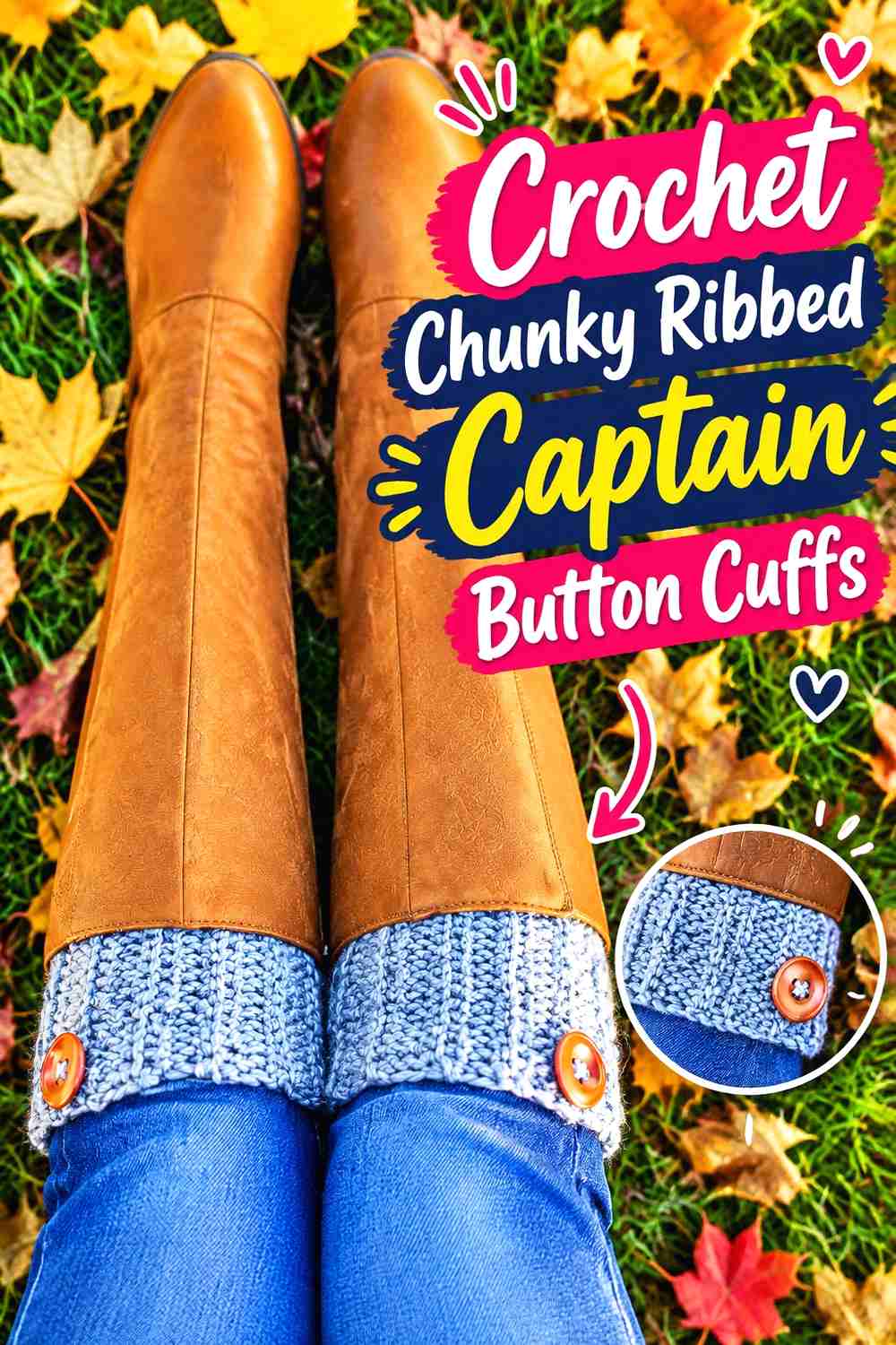 5. Crochet Chunky Ribbed Captain Button Cuffs