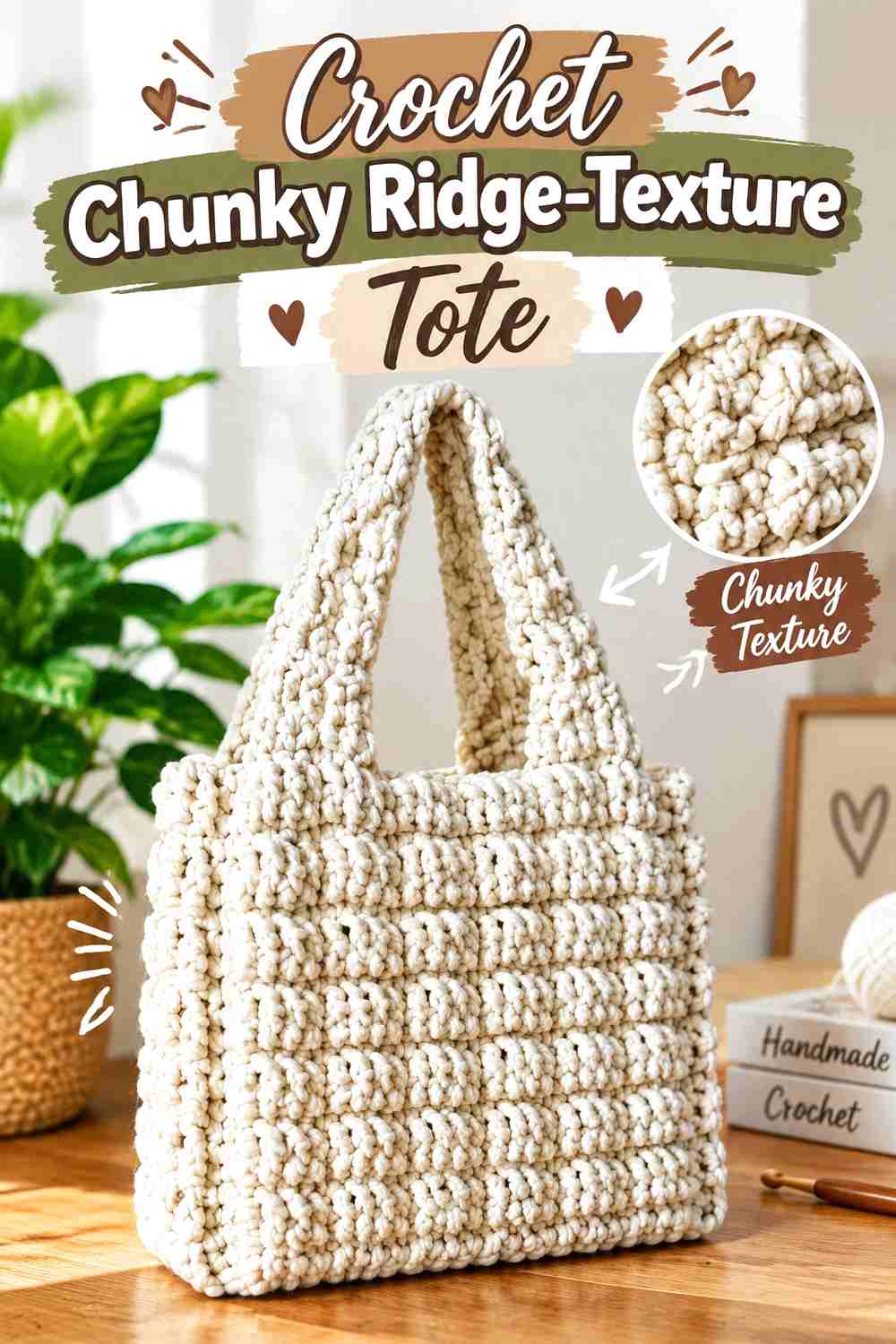 4. Crochet Chunky Ridge-Texture Tote