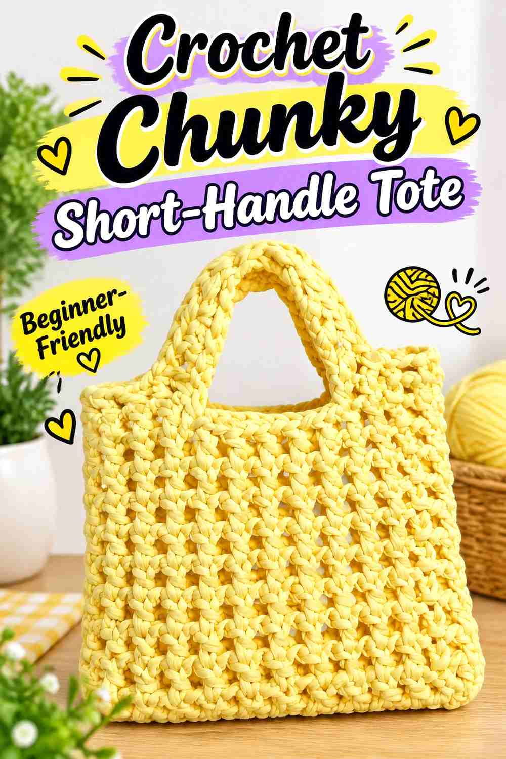 17. Crochet Chunky Short-Handle Tote