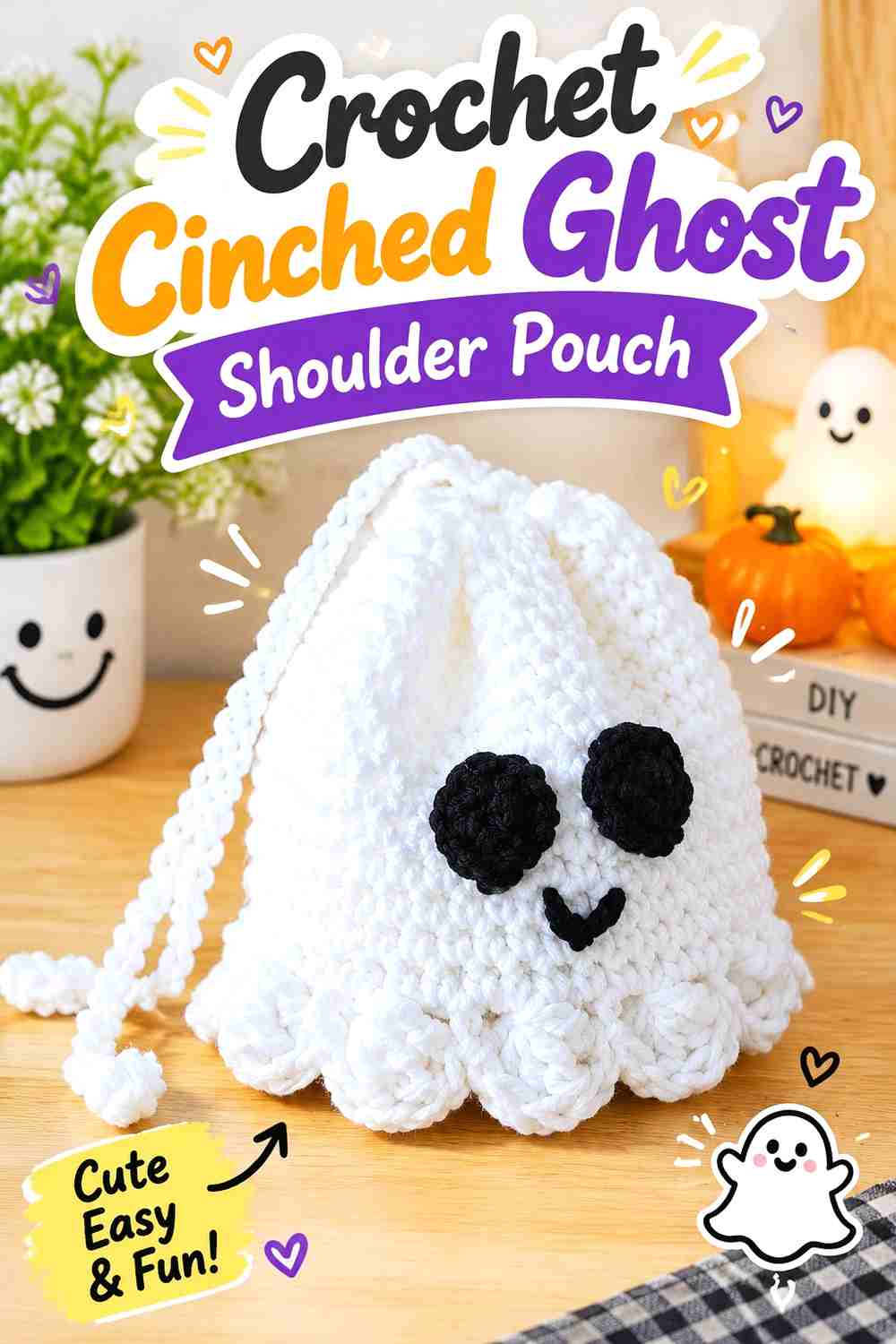 8. Crochet Cinched Ghost Shoulder Pouch