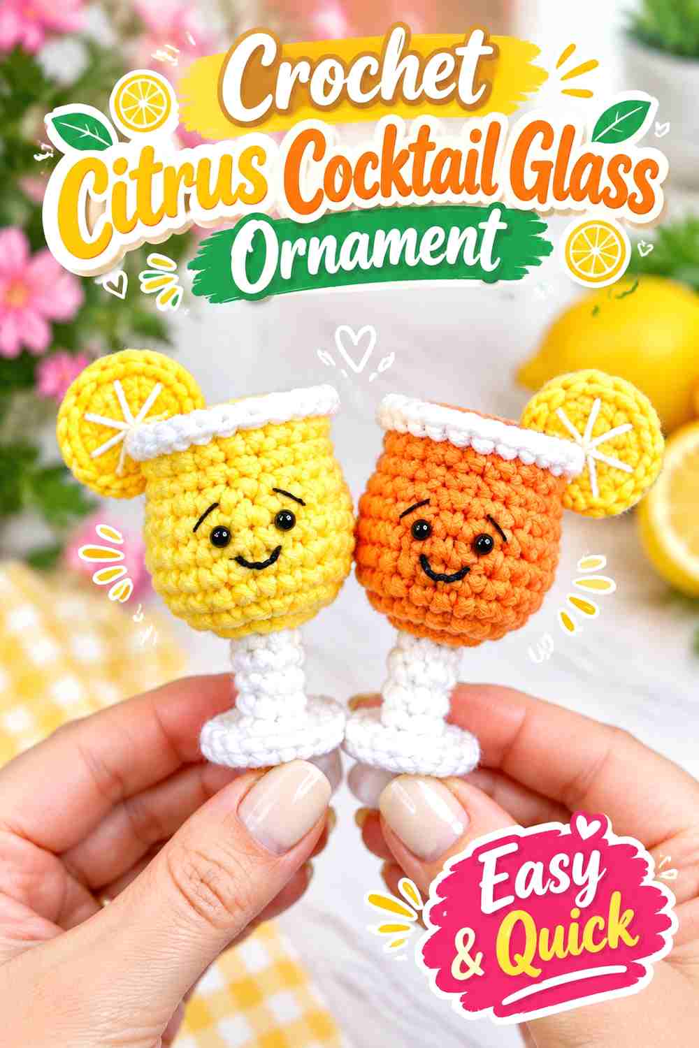 2. Crochet Citrus Cocktail Glass Ornament
