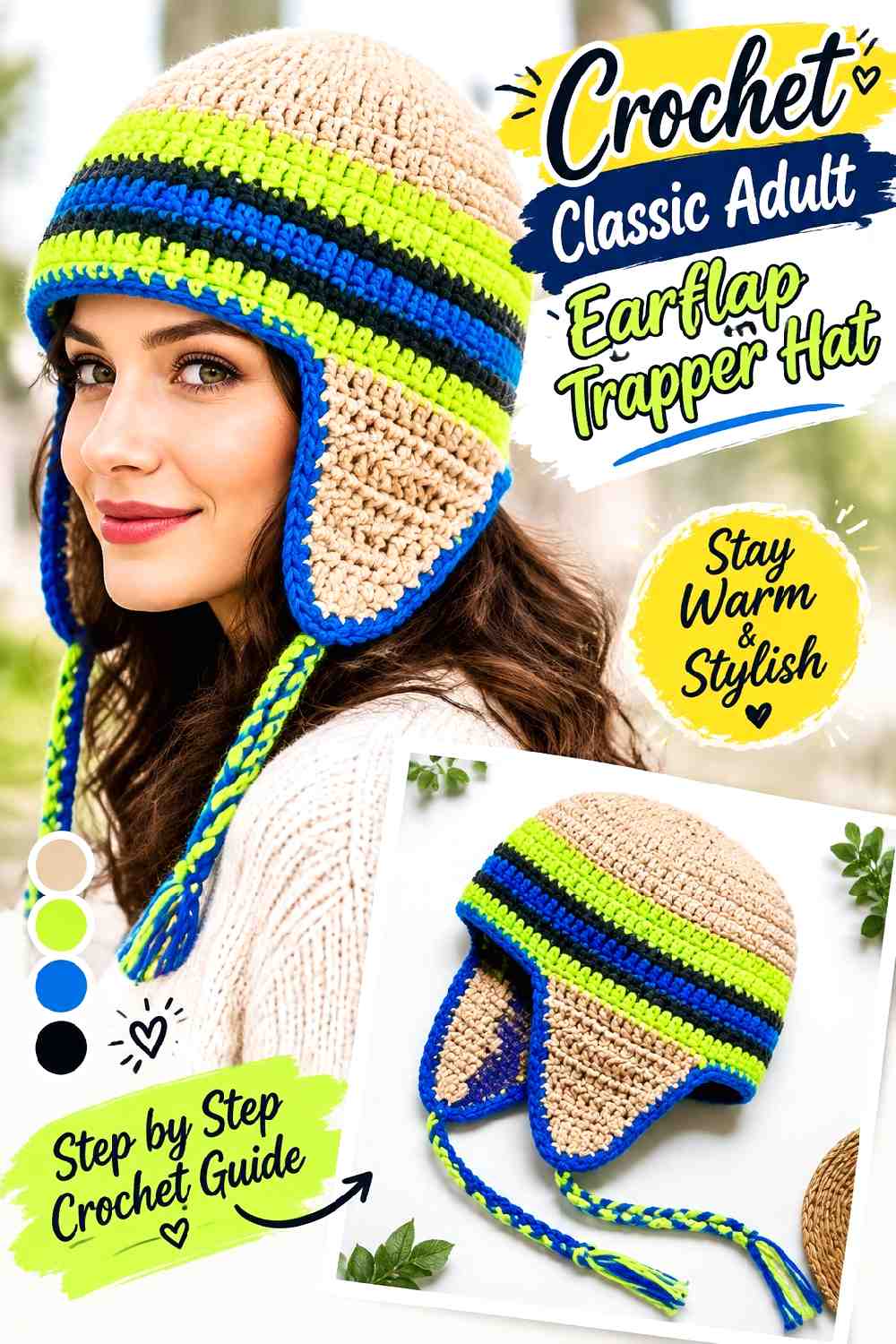 10. Crochet Classic Adult Earflap Trapper Hat