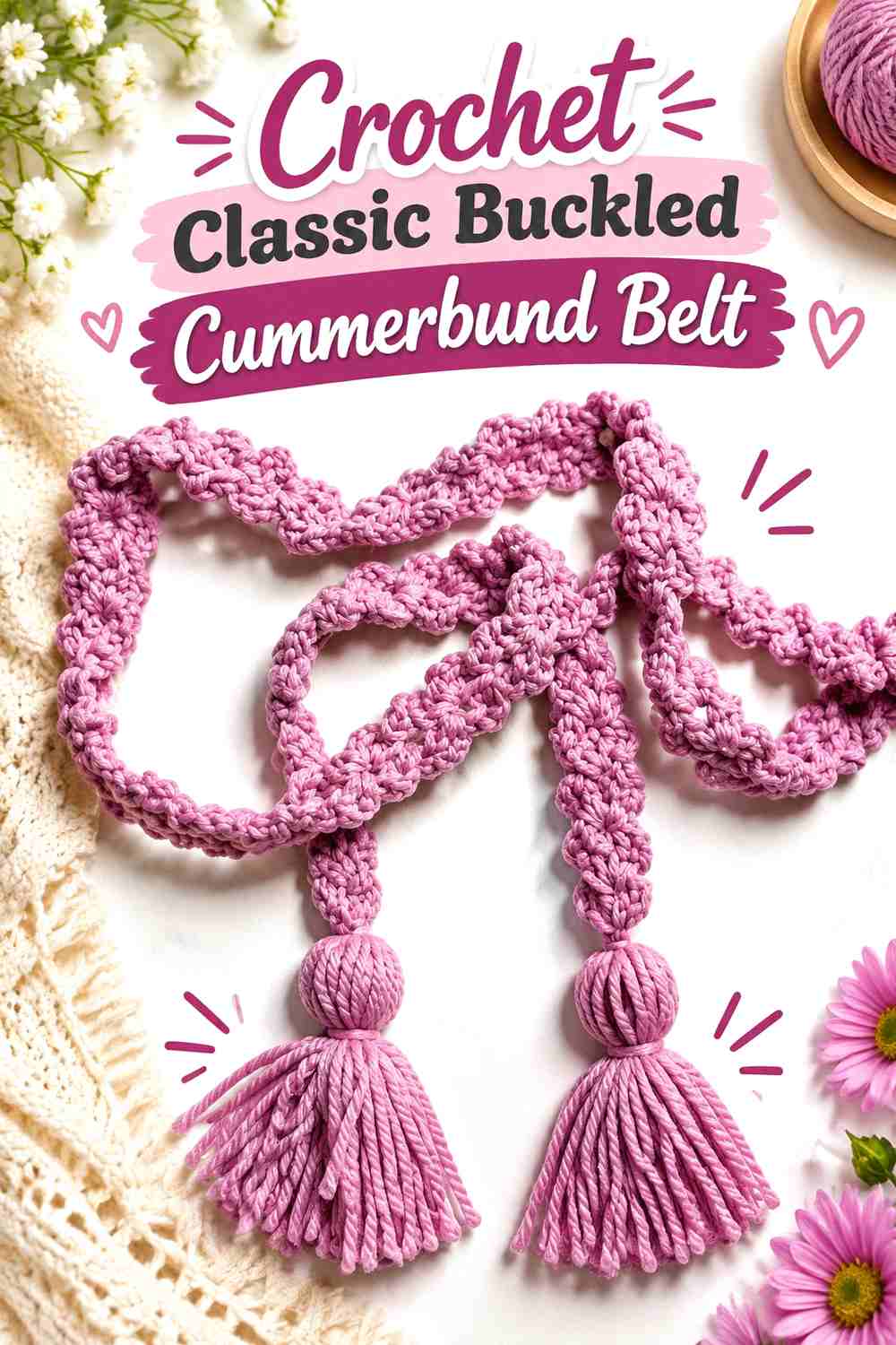 14. Crochet Classic Buckled Cummerbund Belt