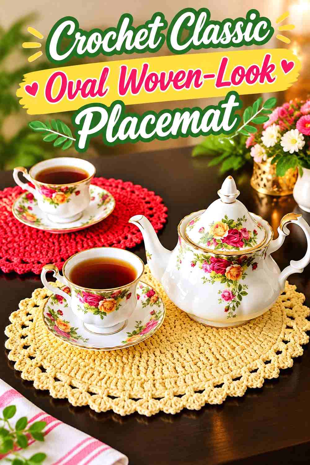 5. Crochet Classic Oval Woven-Look Placemat