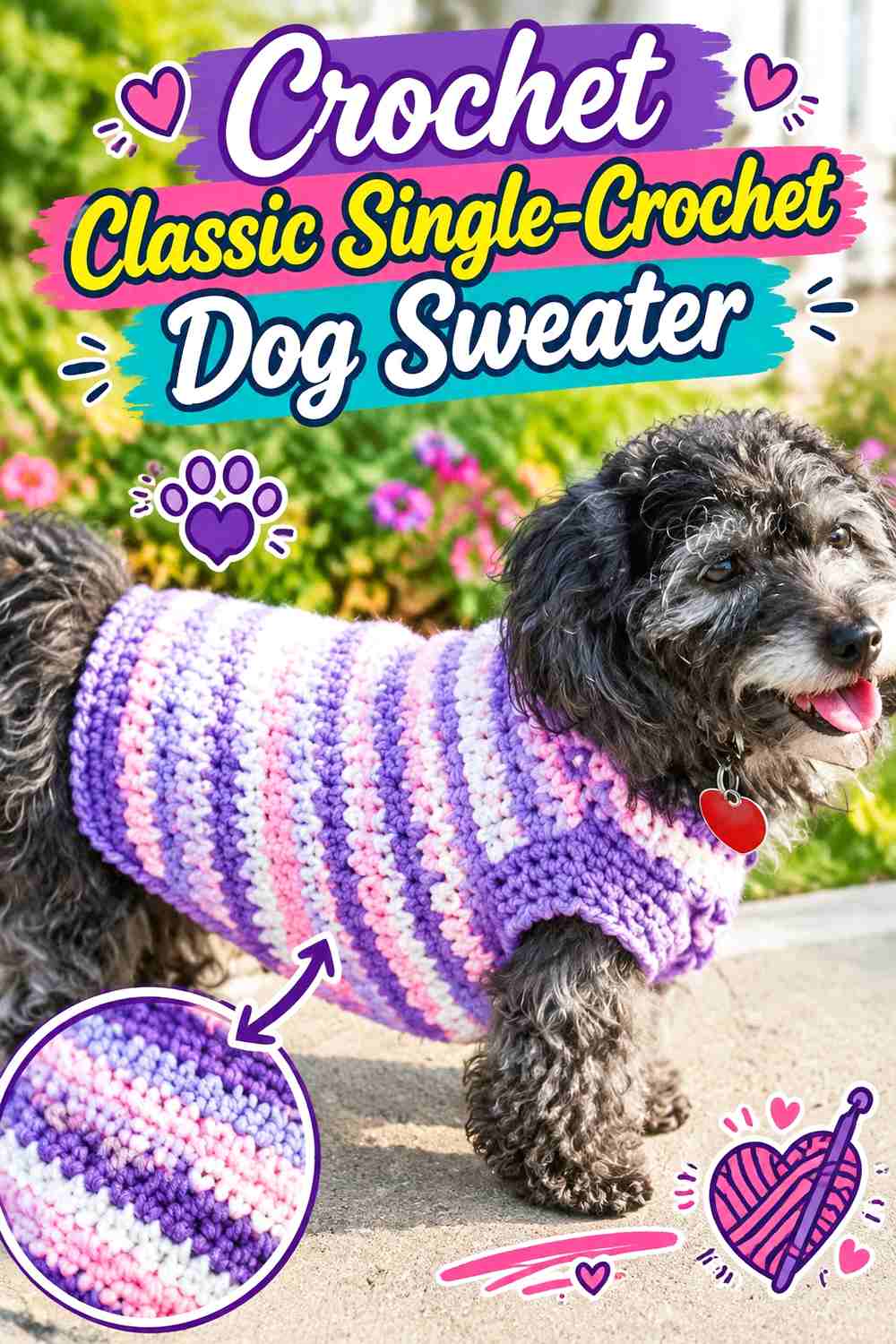2. Crochet Classic Single-Crochet Dog Sweater