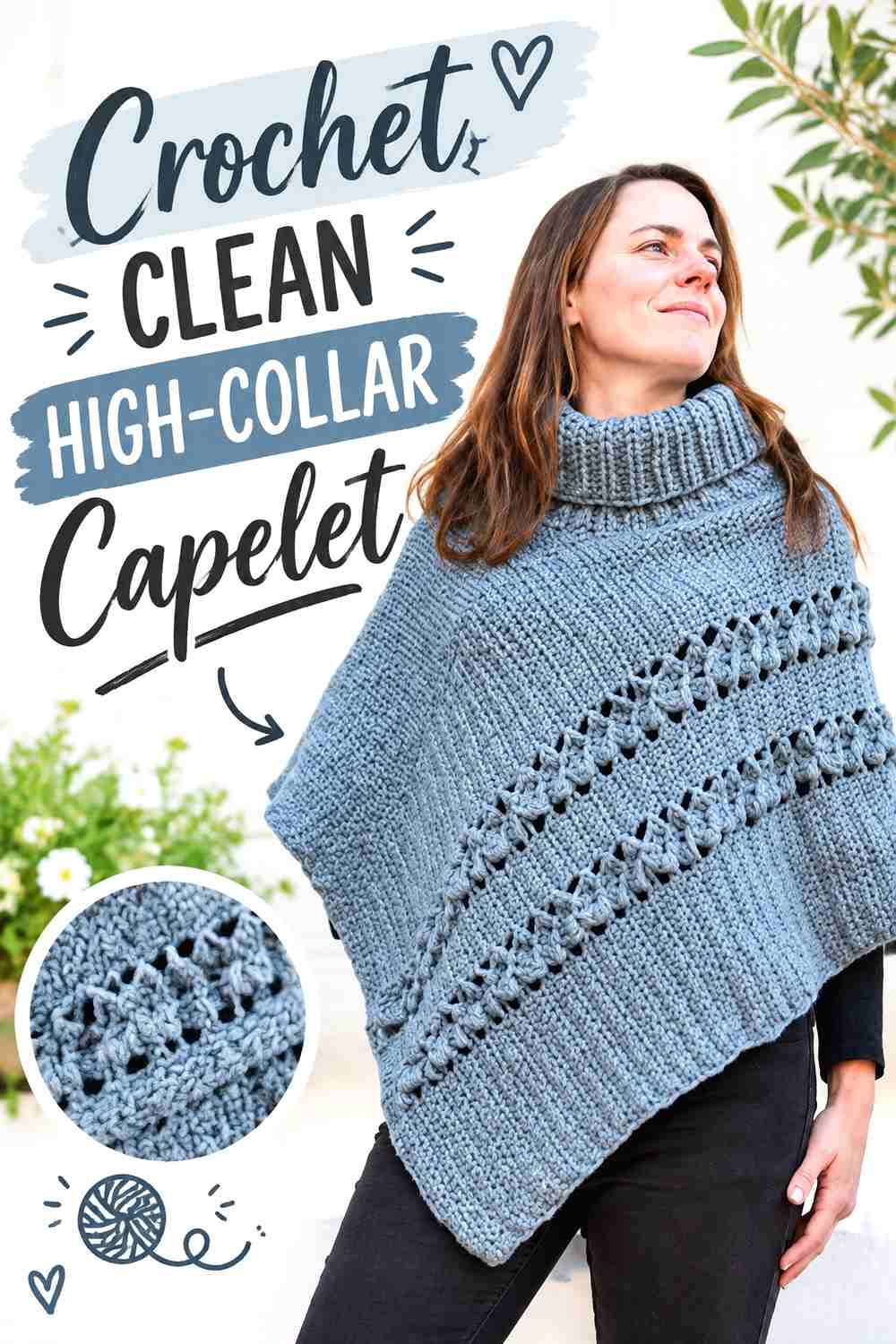 11. Crochet Clean High Collar Capelet