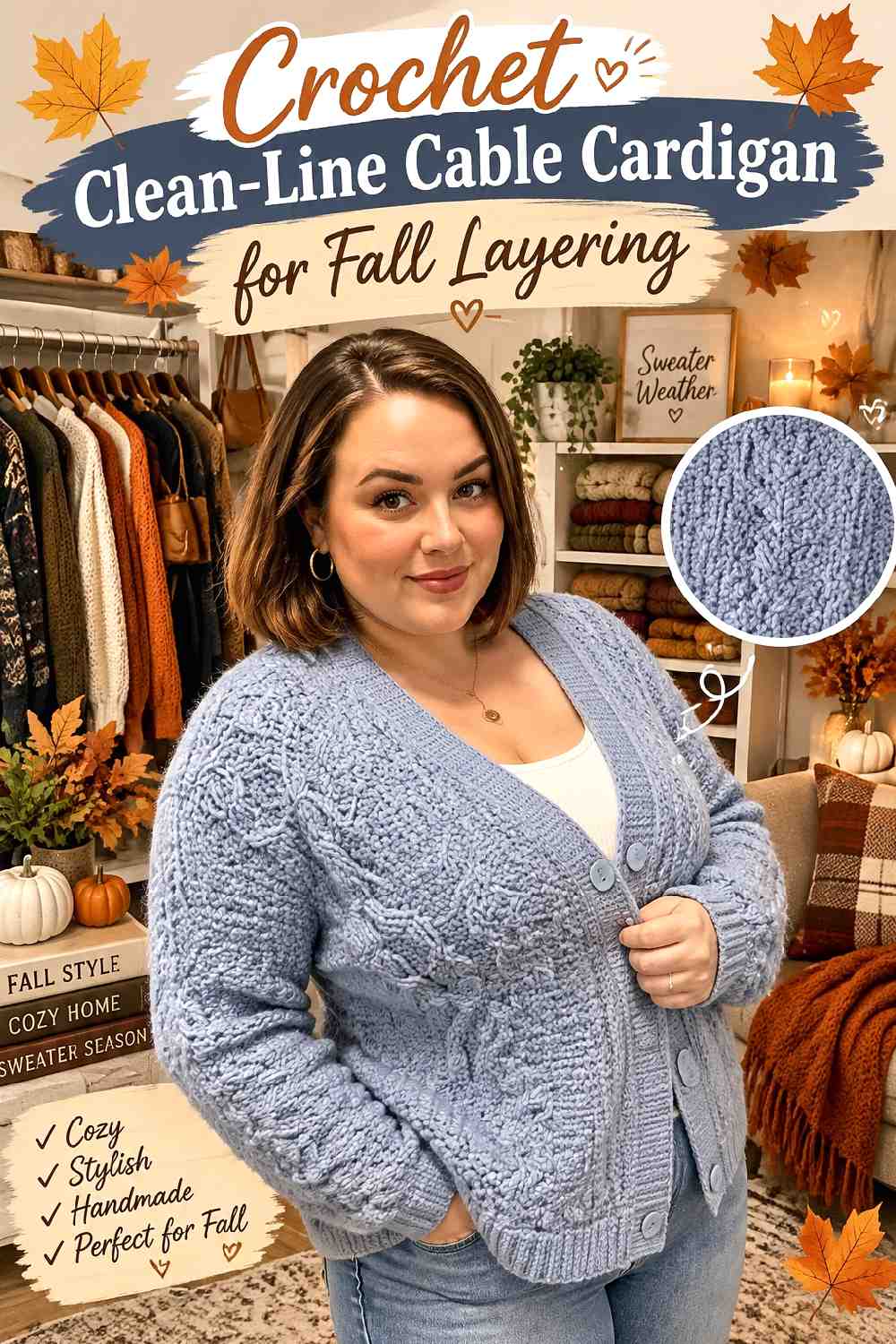 15. Crochet Clean Line Cable Cardigan For Fall Layering