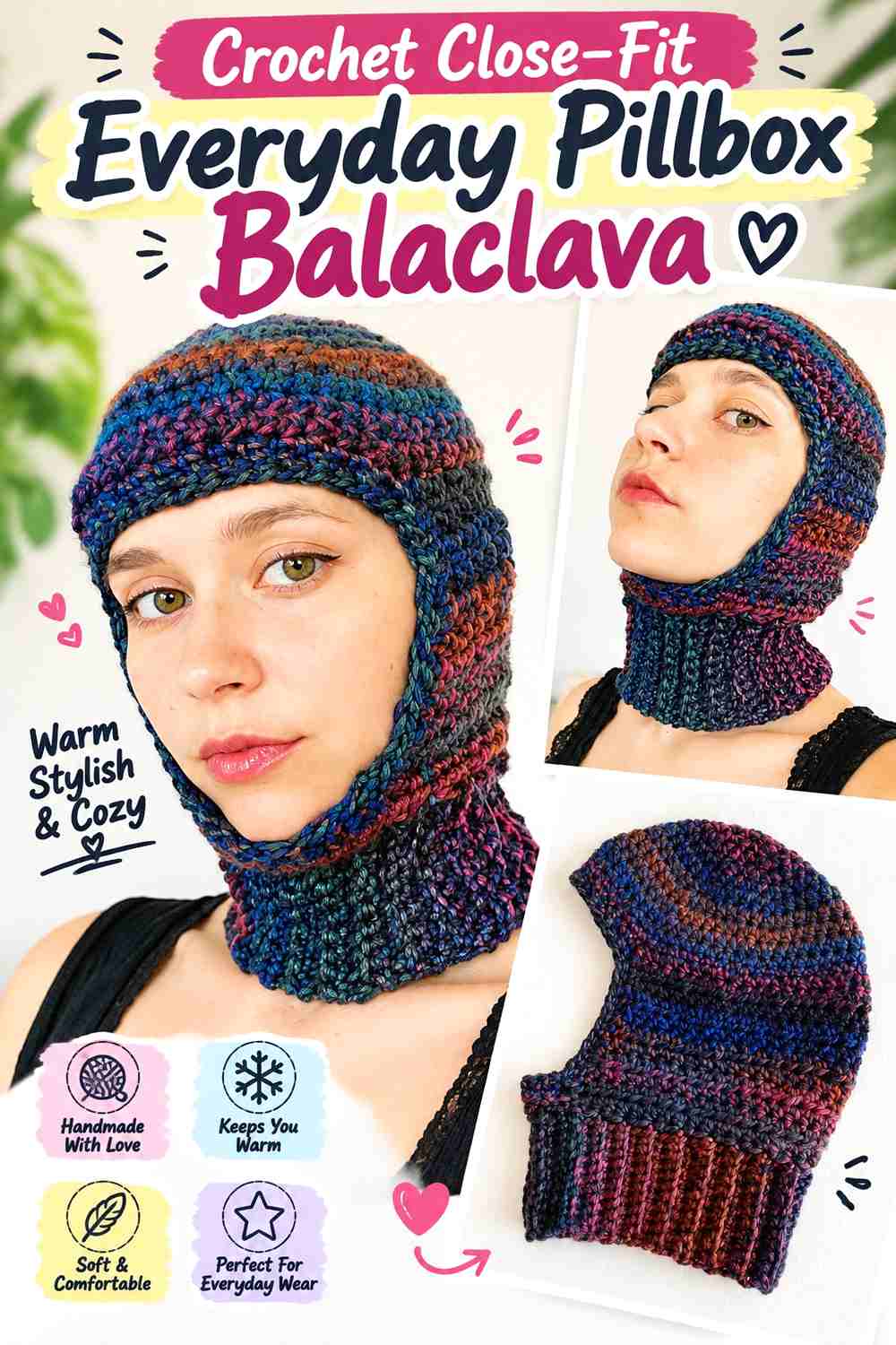 8. Crochet Close-Fit Everyday Pillbox Balaclava