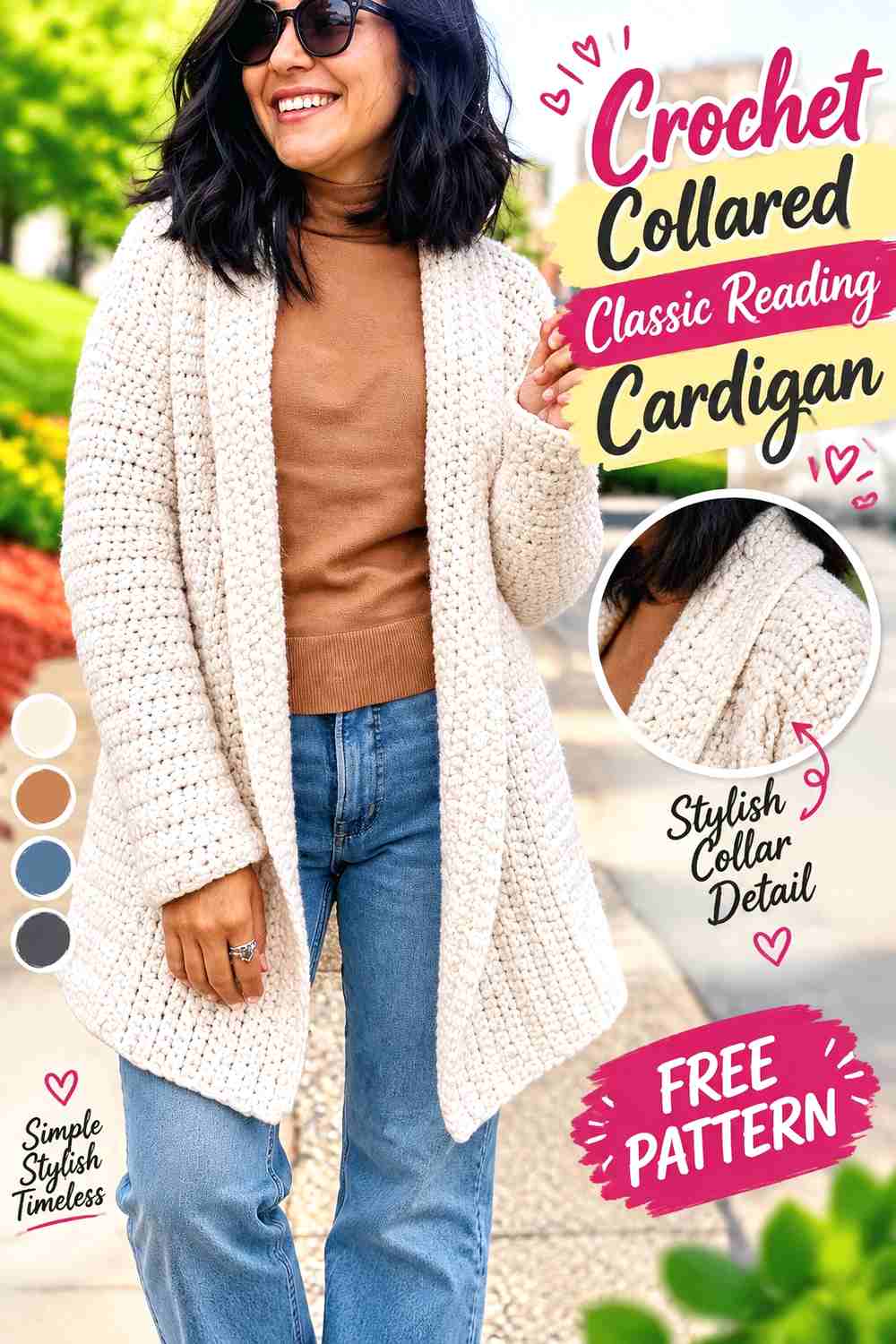 11. Crochet Collared Classic Reading Cardigan