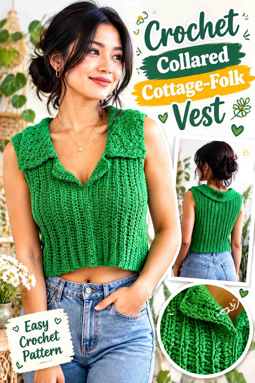 17. Crochet Collared Cottage Folk Vest