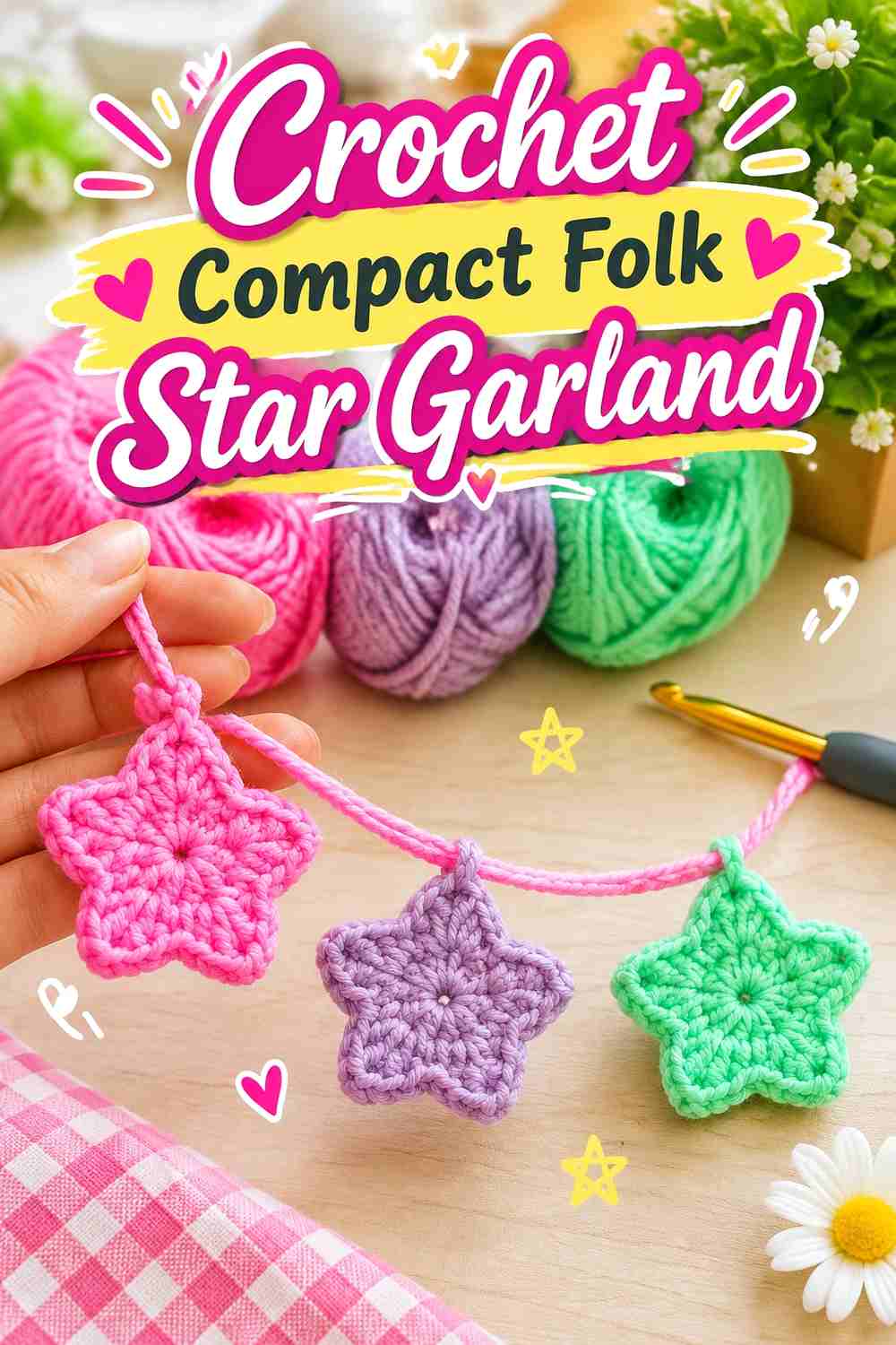 9. Crochet Compact Folk Star Garland
